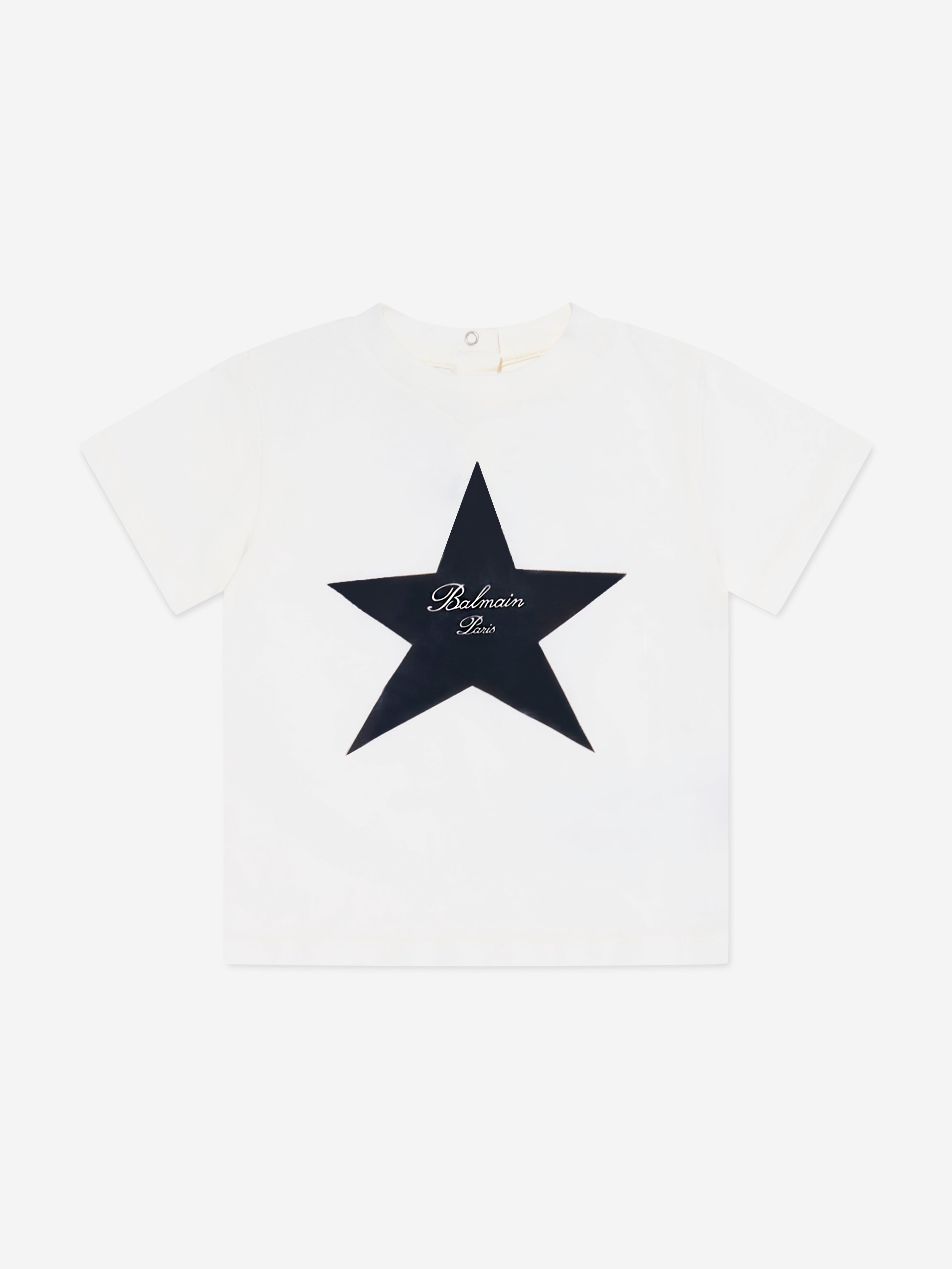 Balmain Baby Star Print T-Shirt in Ivory