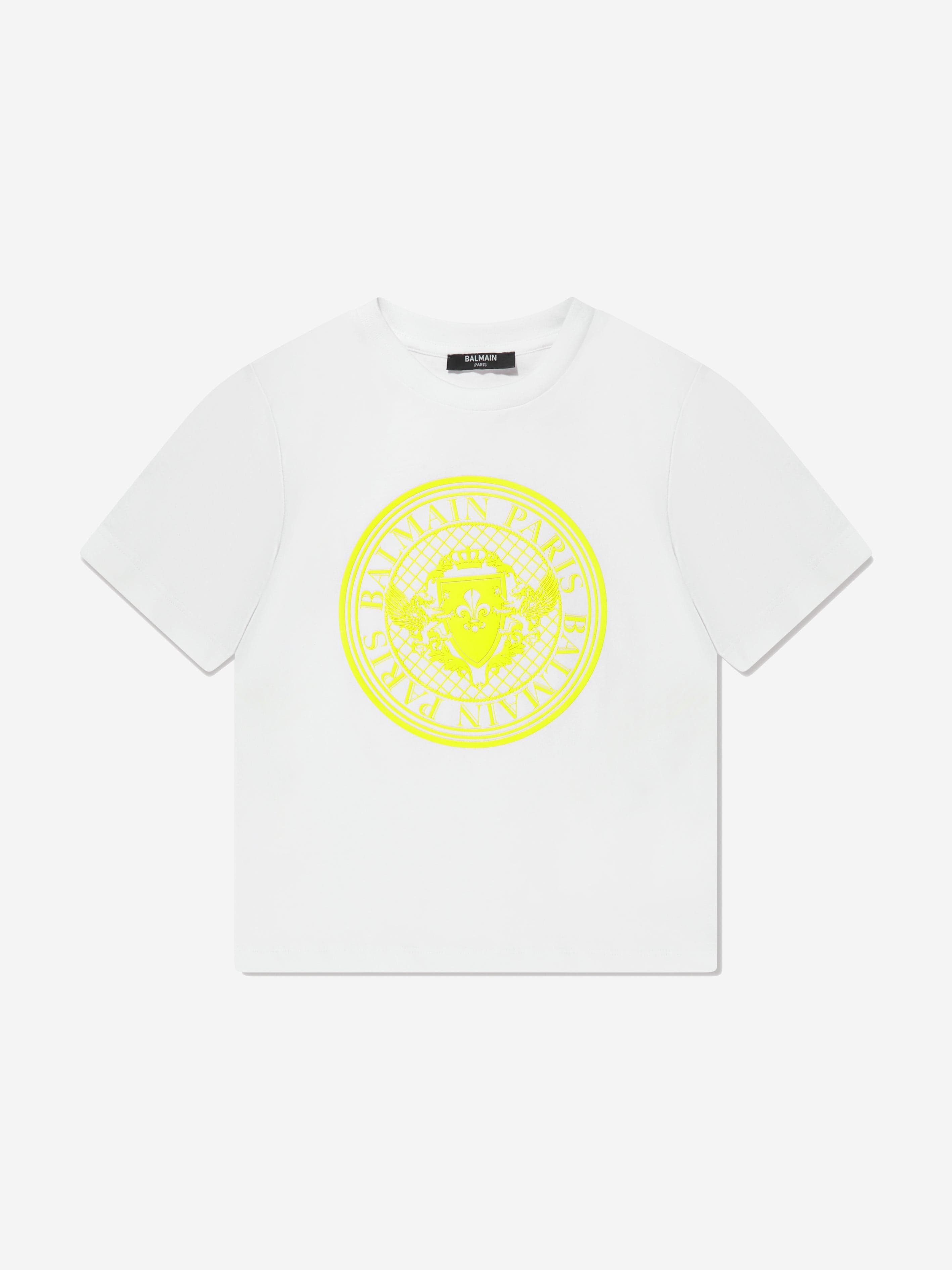 Balmain Boys Logo Print T-Shirt in White