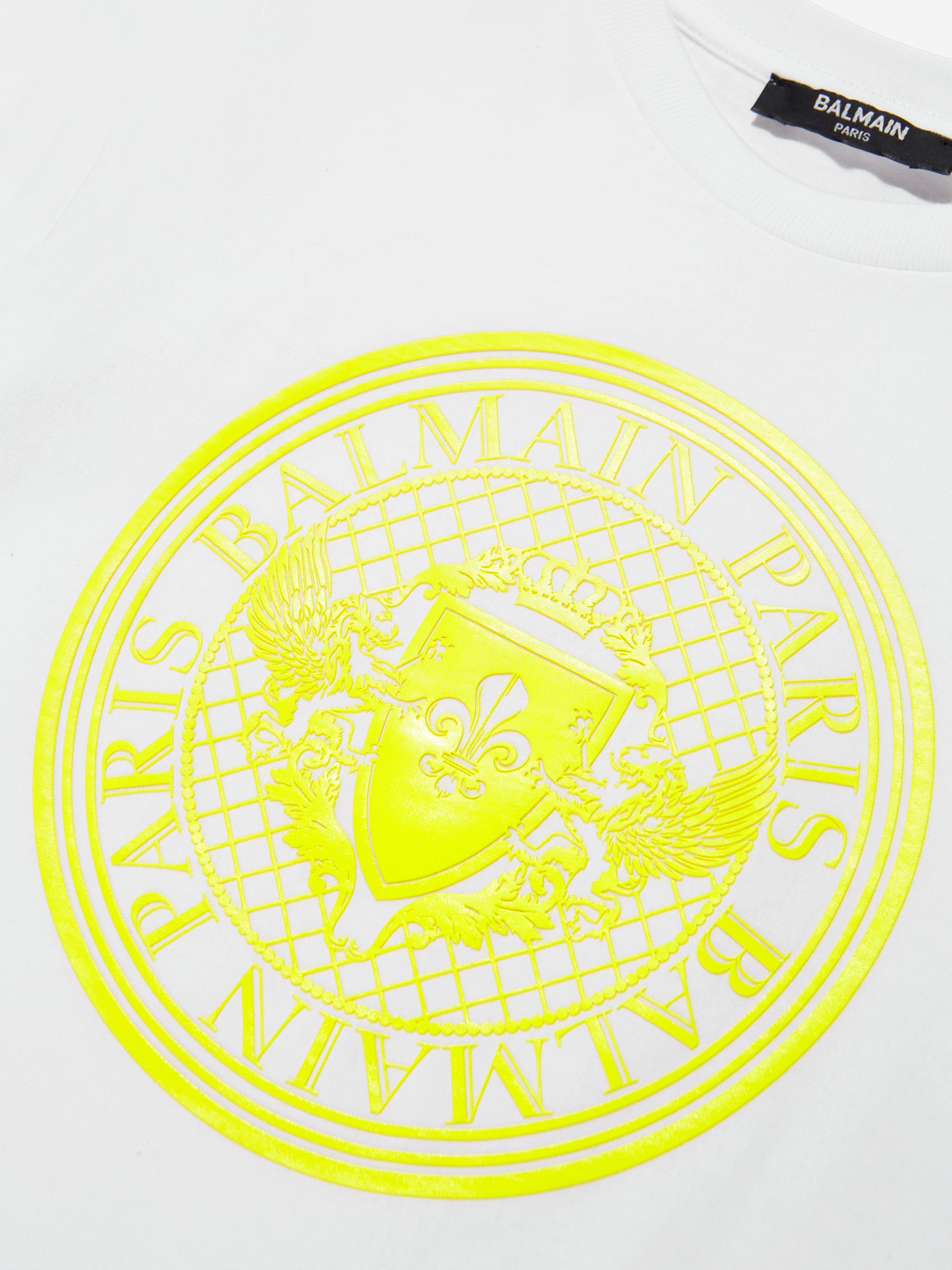 Balmain Boys Logo Print T-Shirt in White