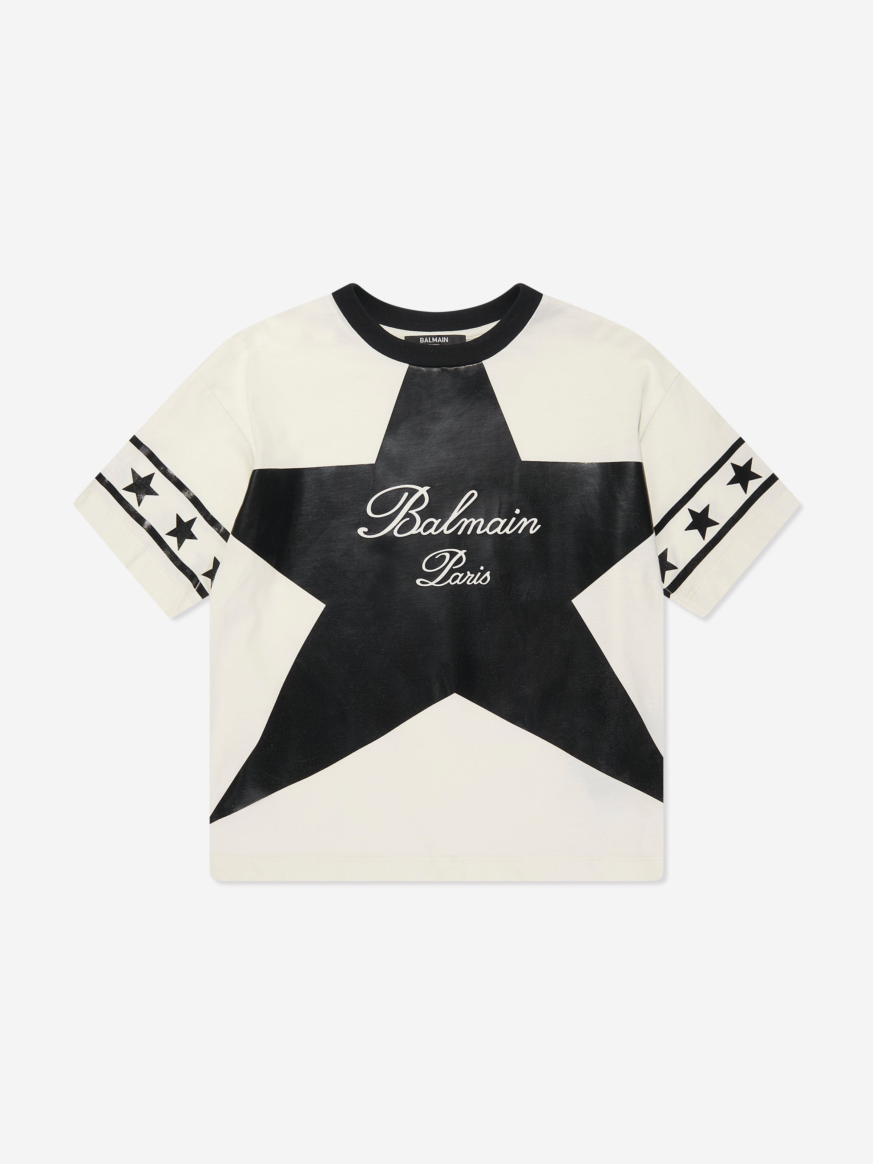 Balmain Kids Star Logo T-Shirt in Ivory