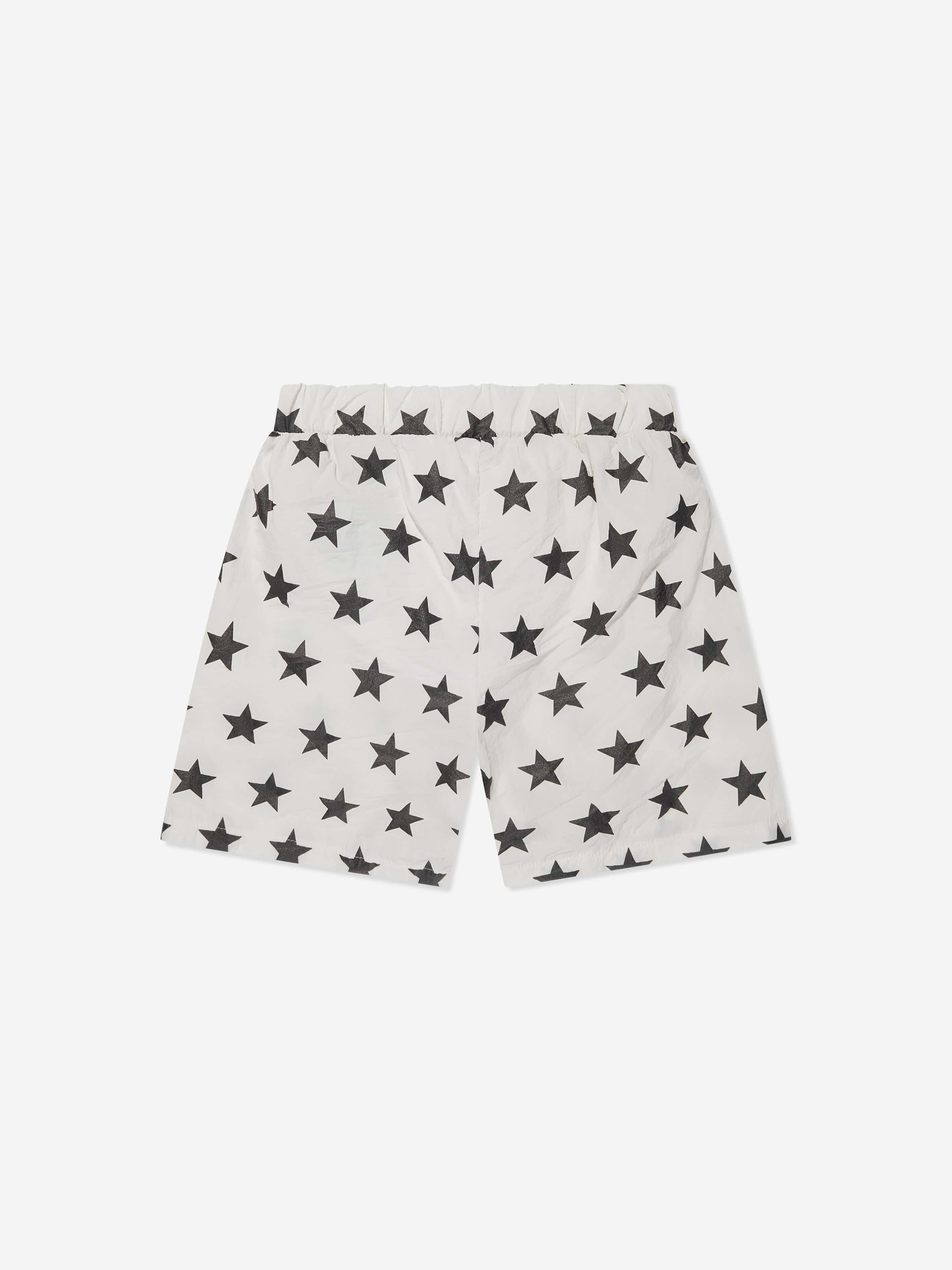 Balmain Boys Star Print Swim Shorts in Ivory