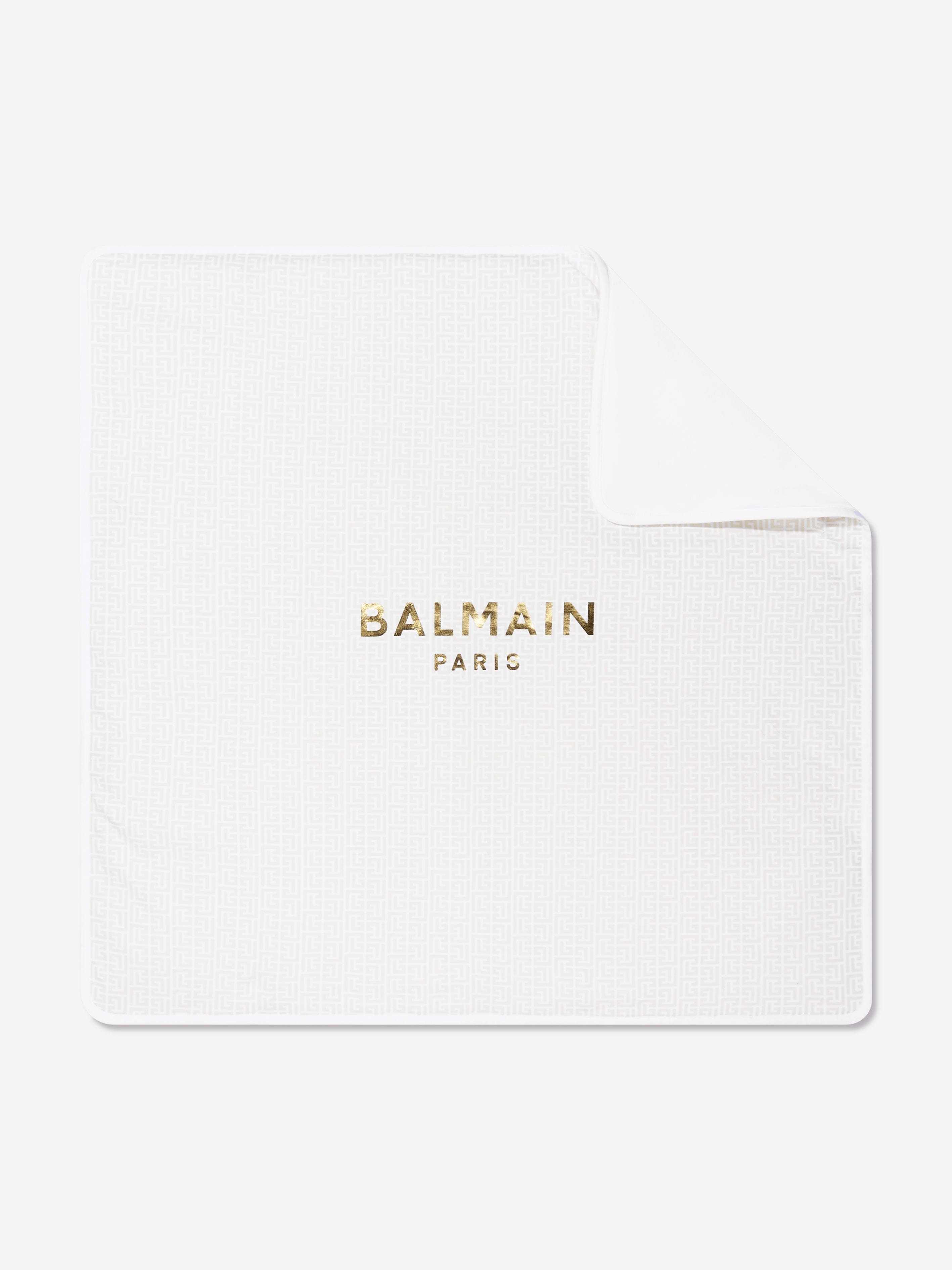 Balmain Baby Cotton Logo Blanket in White