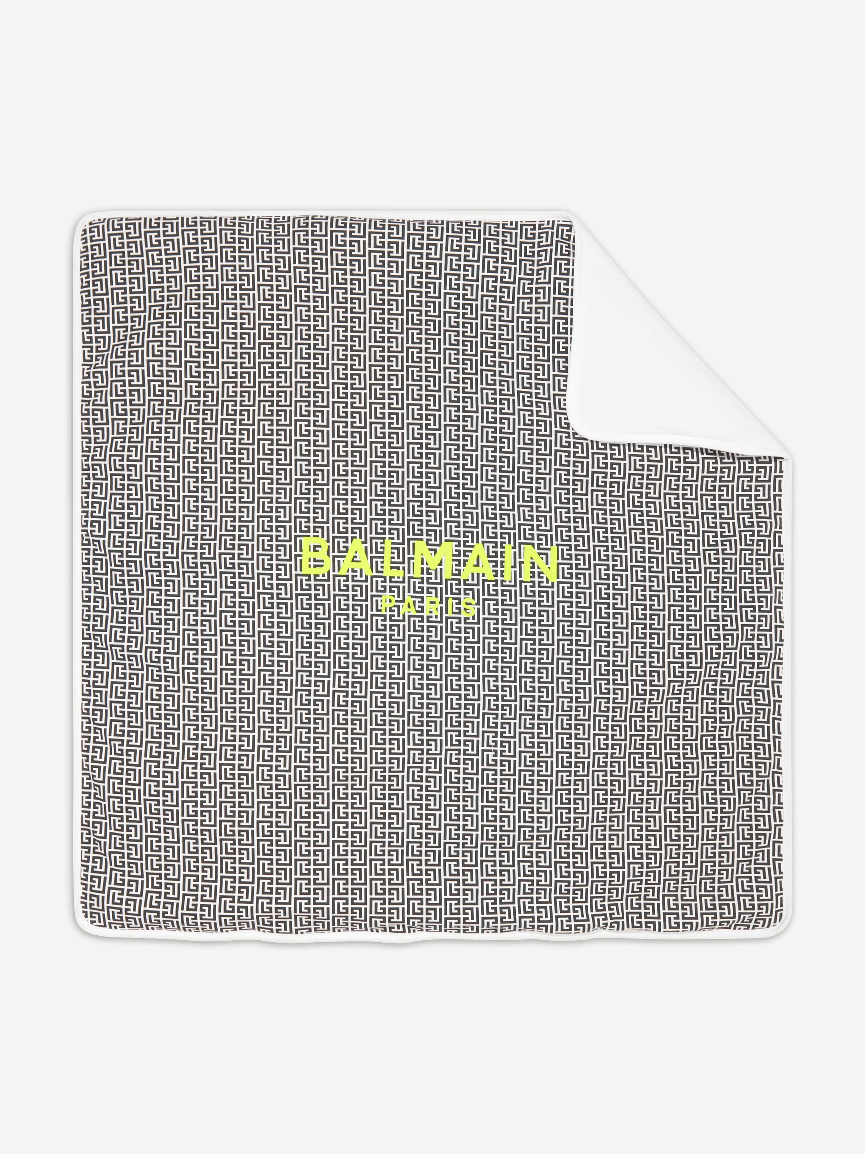 Balmain Baby Cotton Logo Blanket in Black