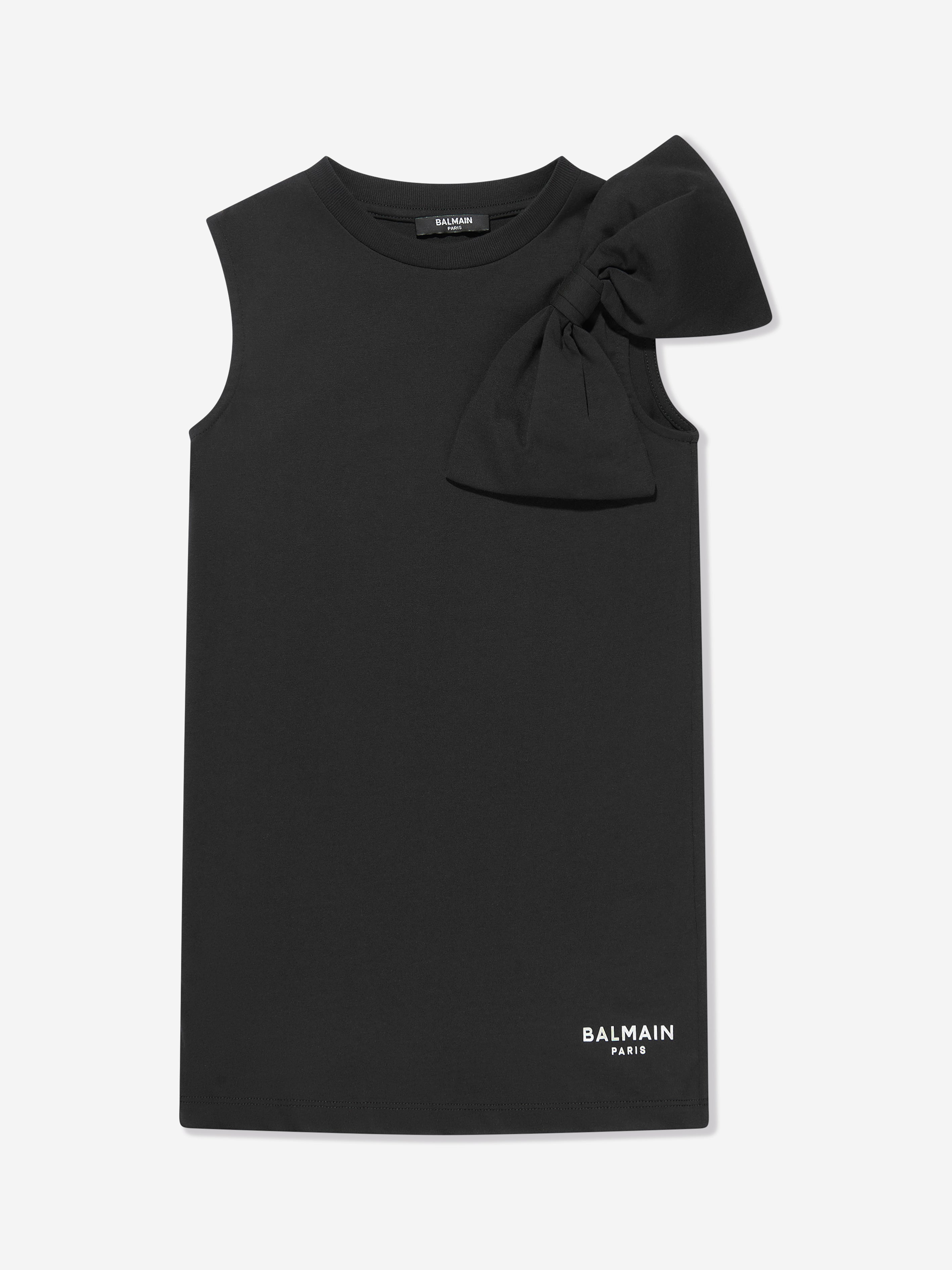 Balmain Girls Jersey Bow Dress in Black