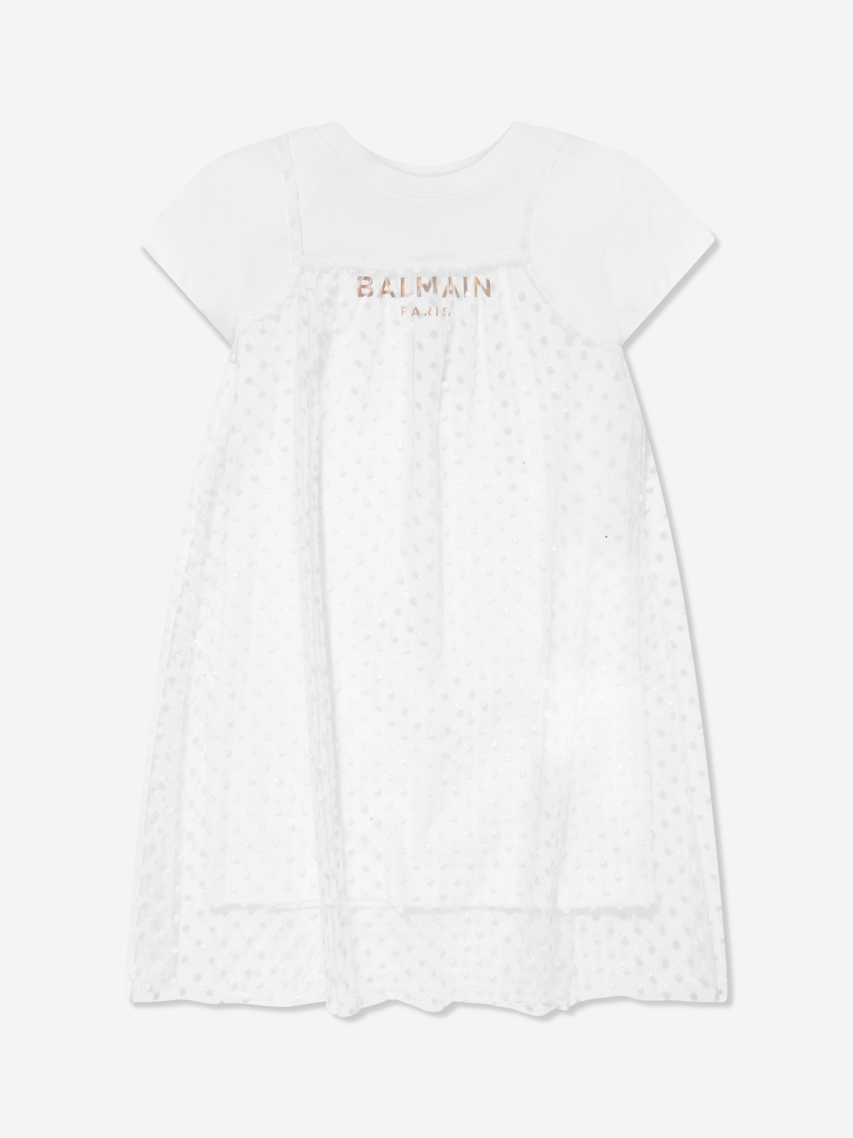 Balmain Girls 2 In 1 Dress in White