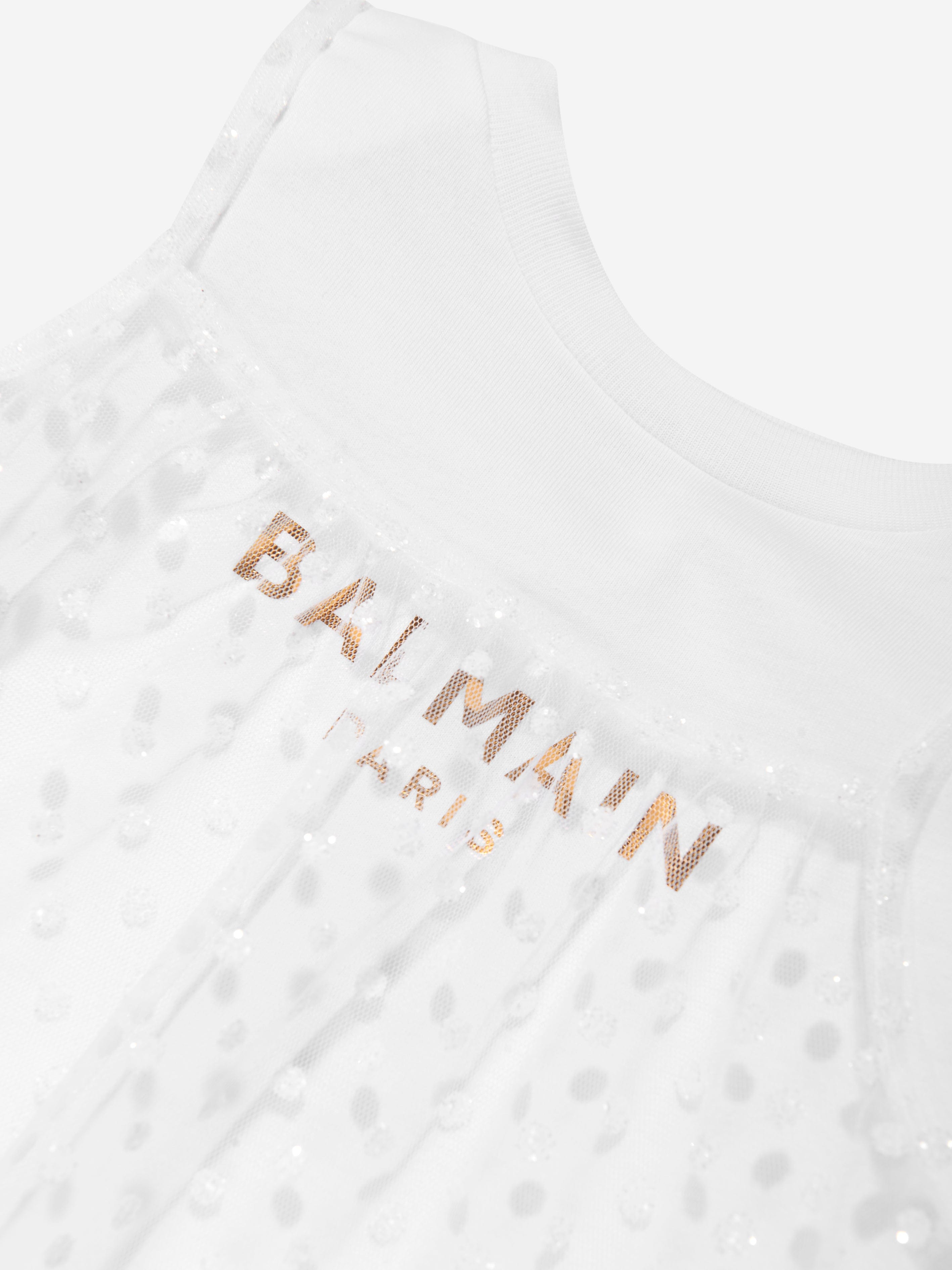 Balmain Girls 2 In 1 Dress in White