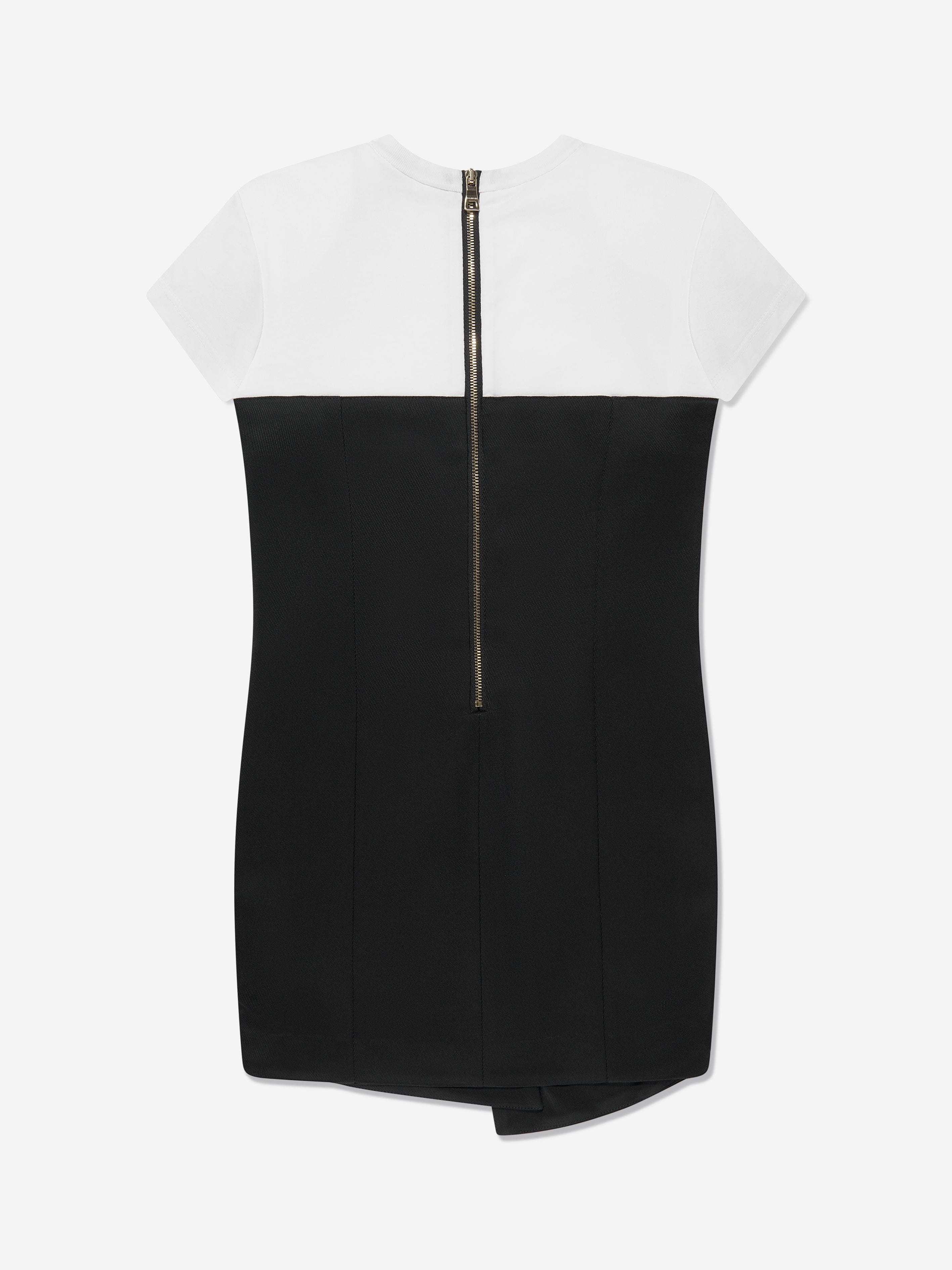 Balmain Girls Woven Button Front Dress in Black