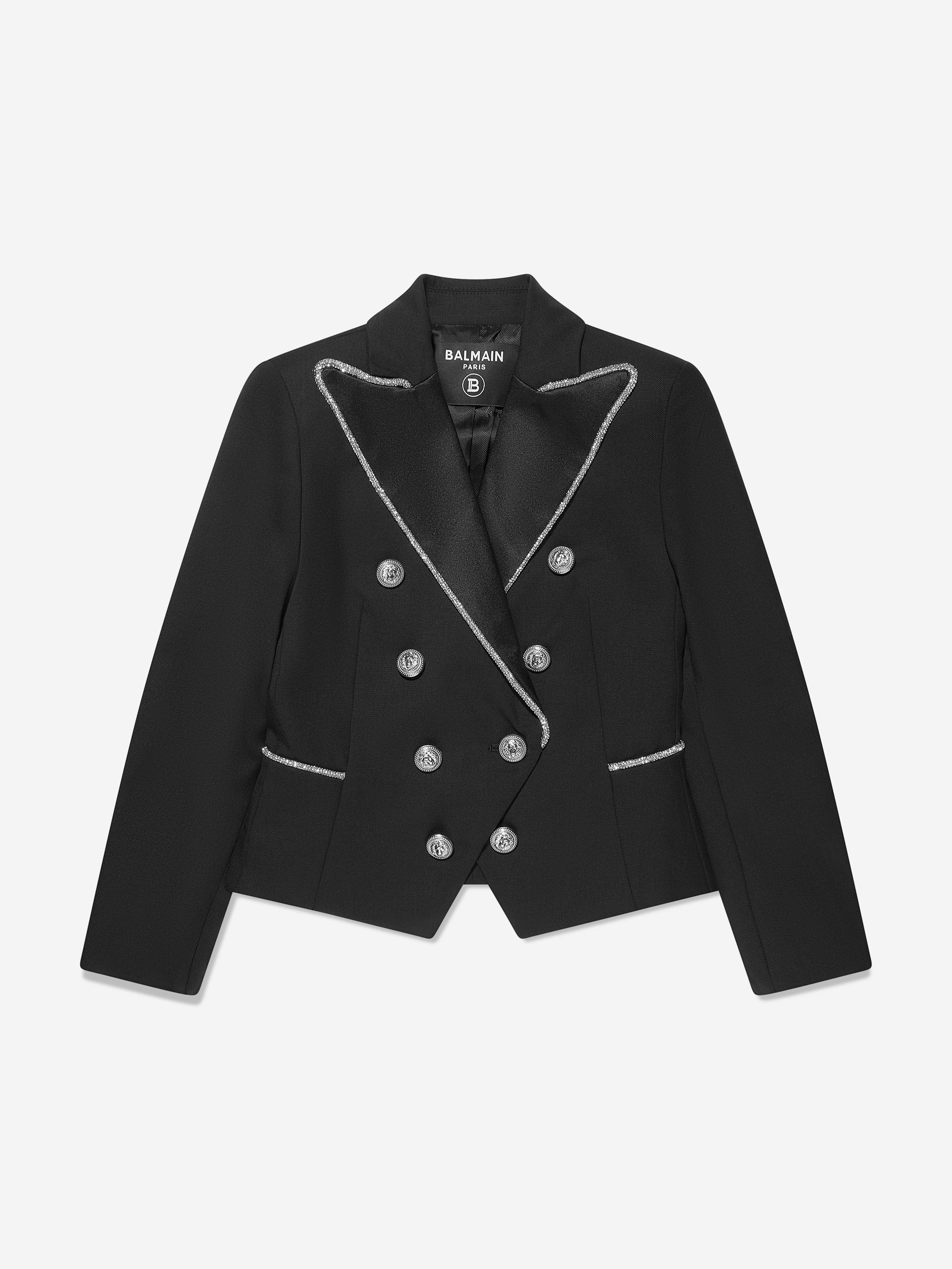 Balmain Girls Wool Suit Jacket in Black