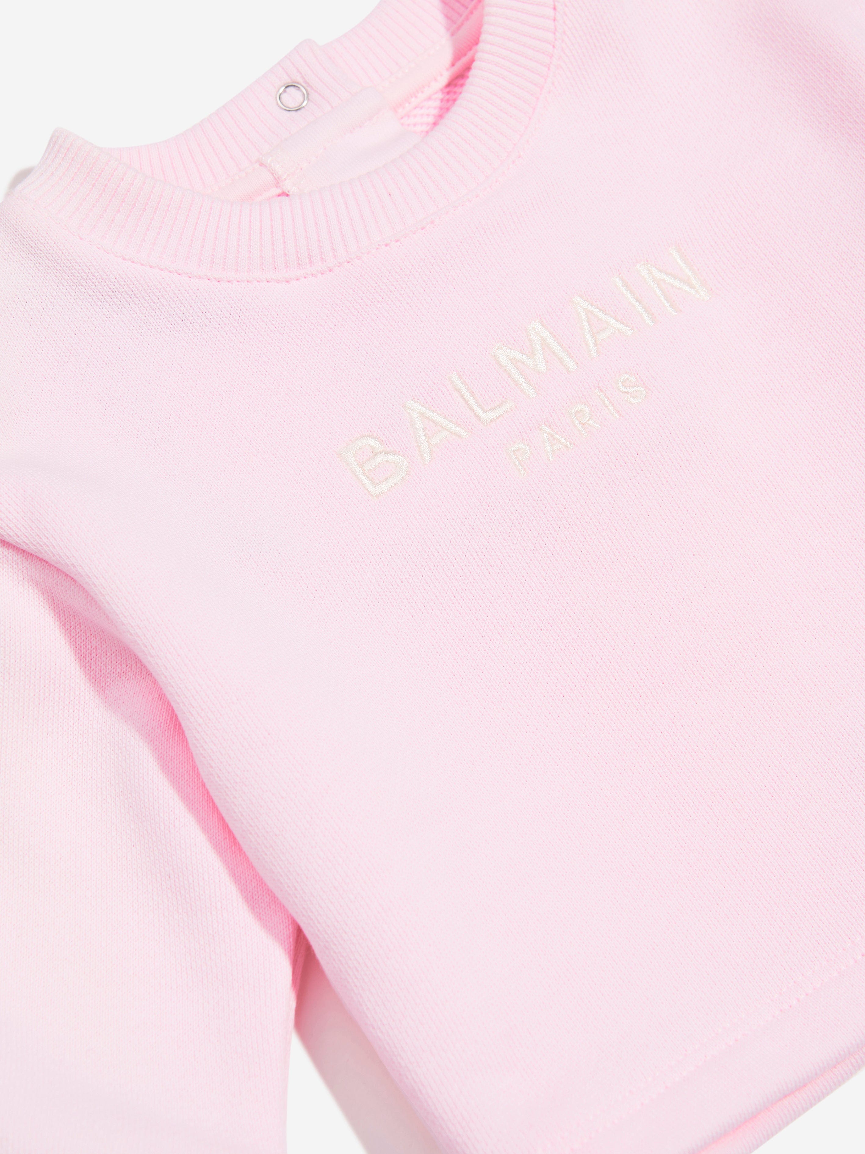 Balmain Baby Girls Logo Sweatshirt in Pink