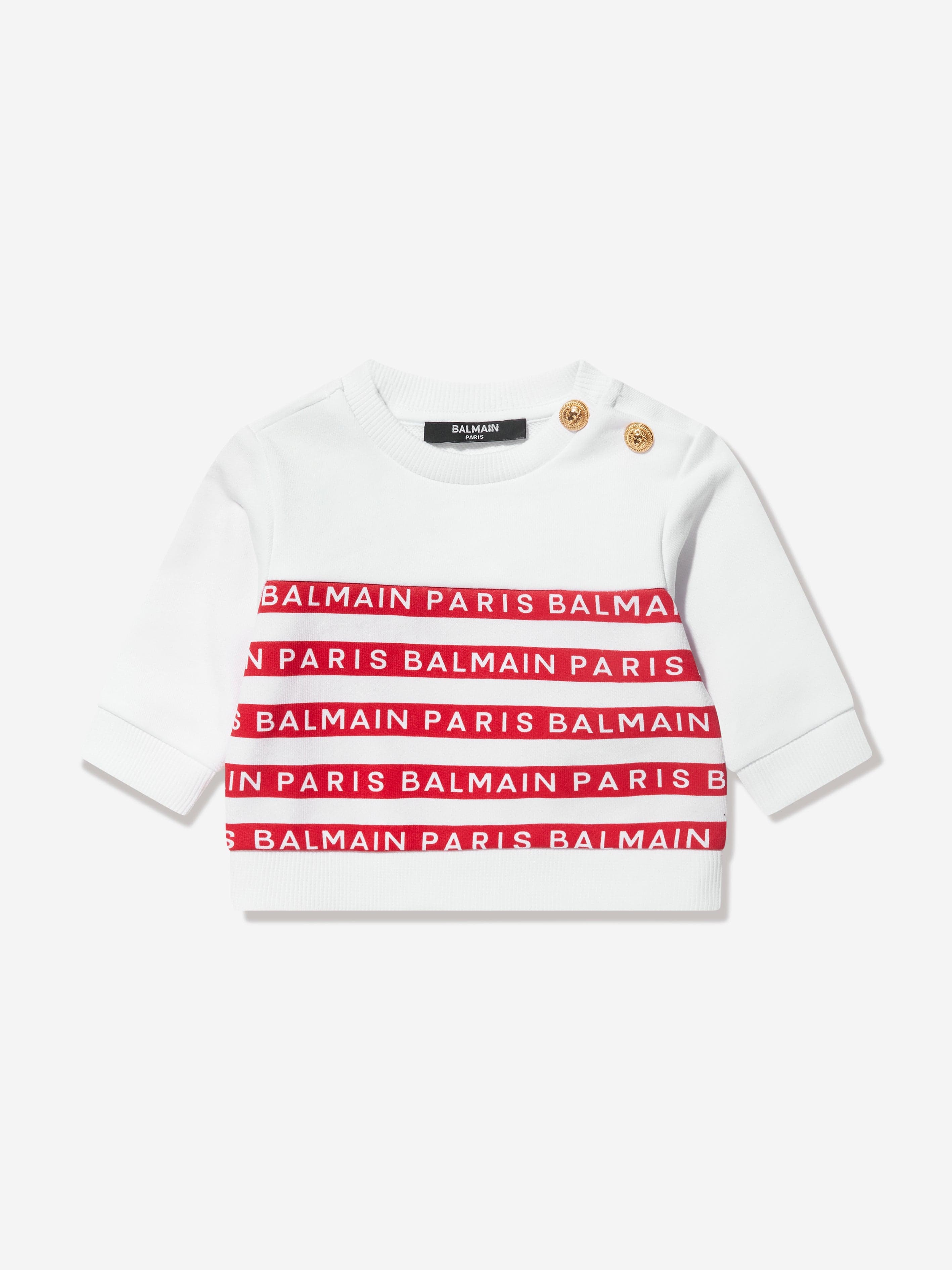 Balmain Baby Boys Strped Logo Sweatshirt in White