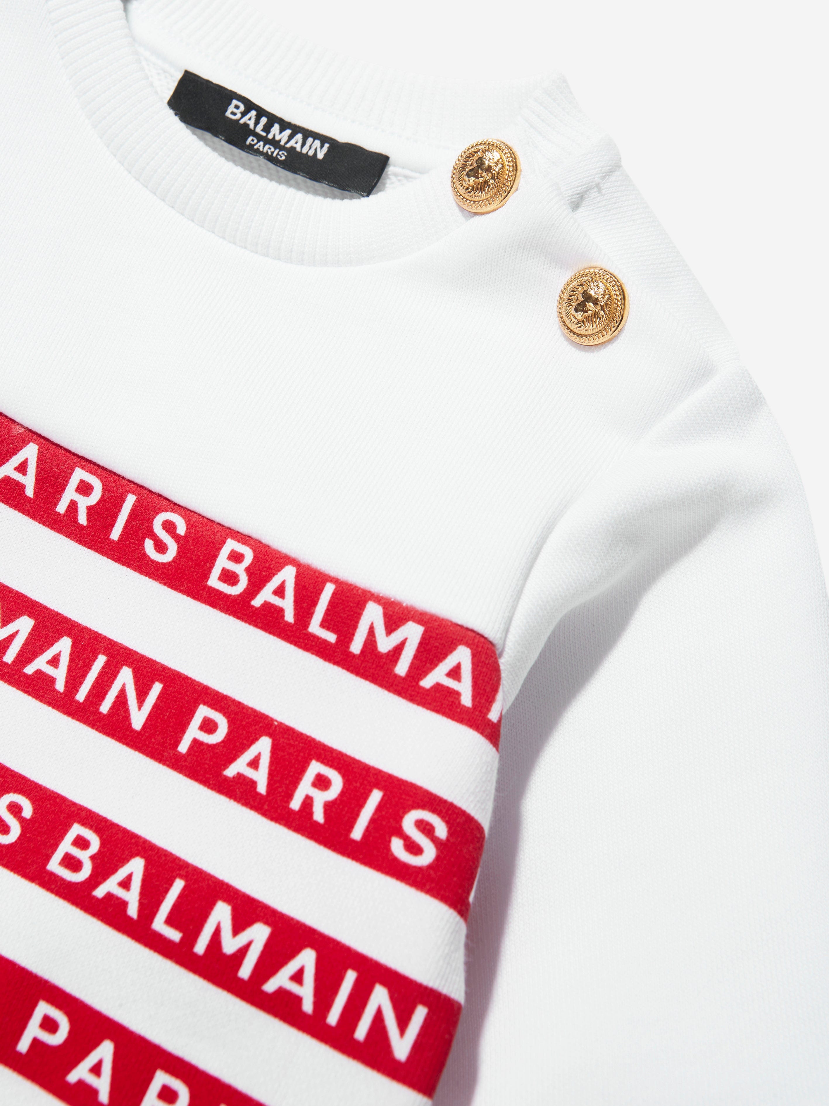 Balmain Baby Boys Strped Logo Sweatshirt in White