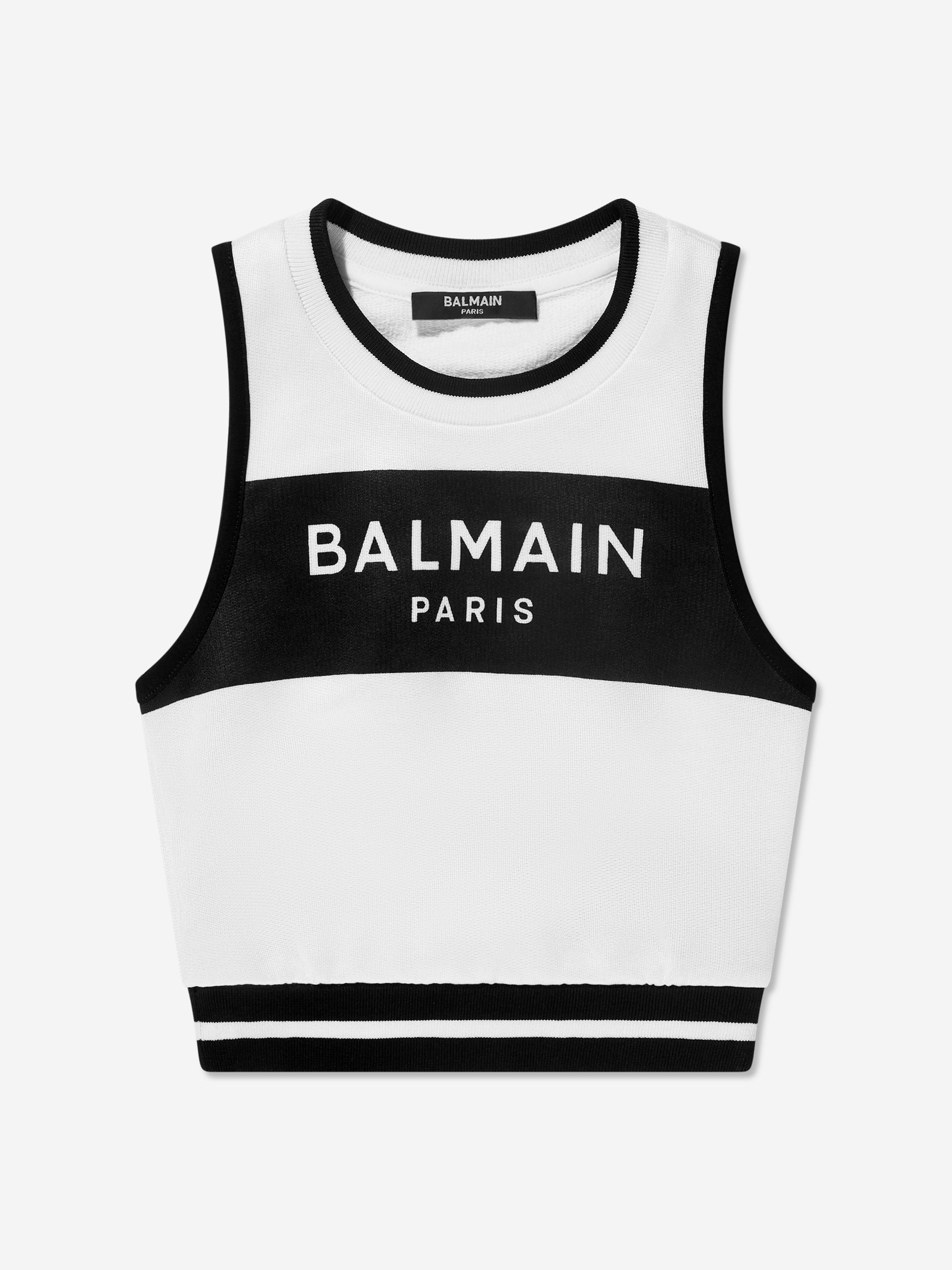 Balmain Girls Sleeveless Sweatshirt in White