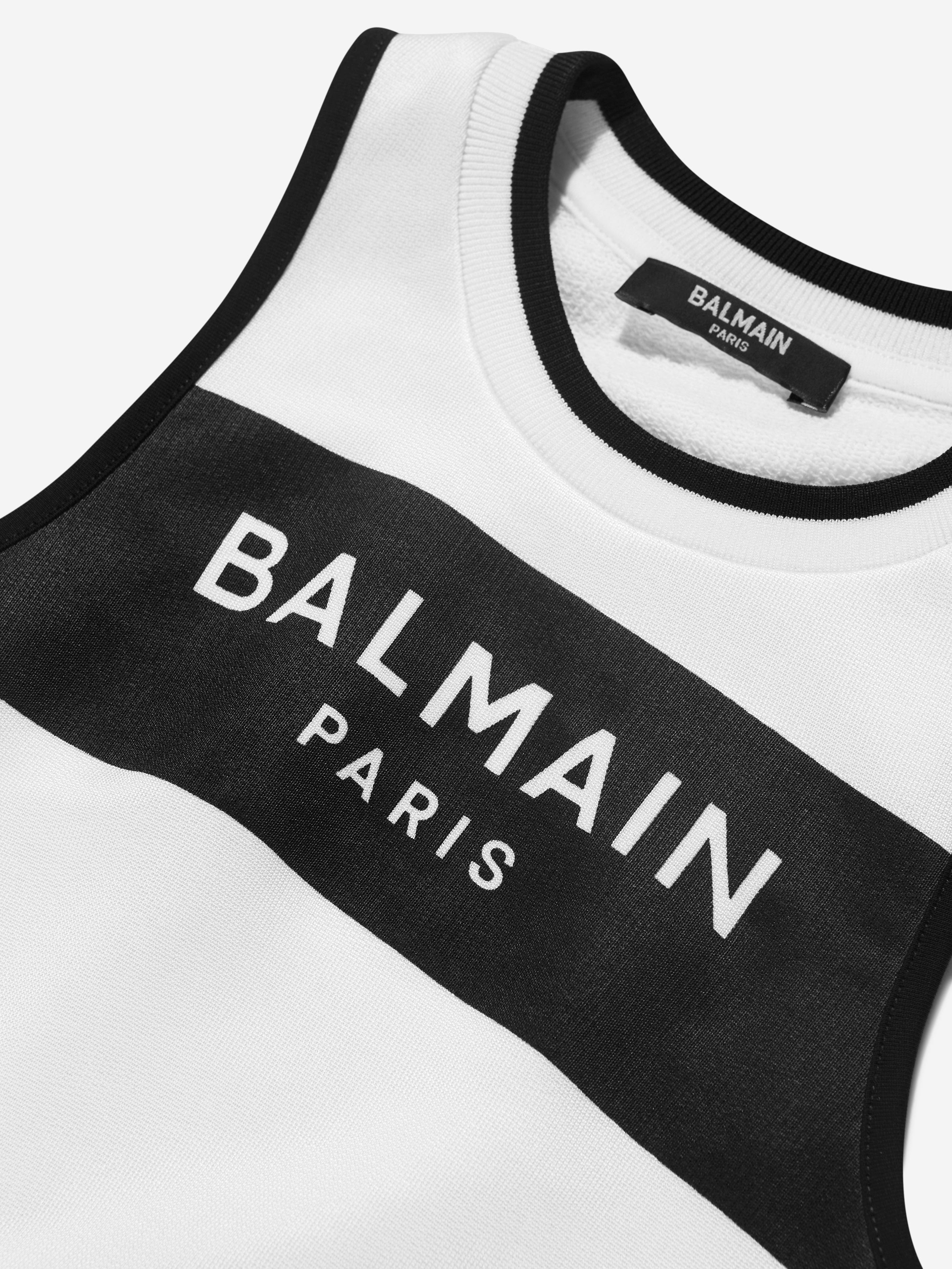 Balmain Girls Sleeveless Sweatshirt in White