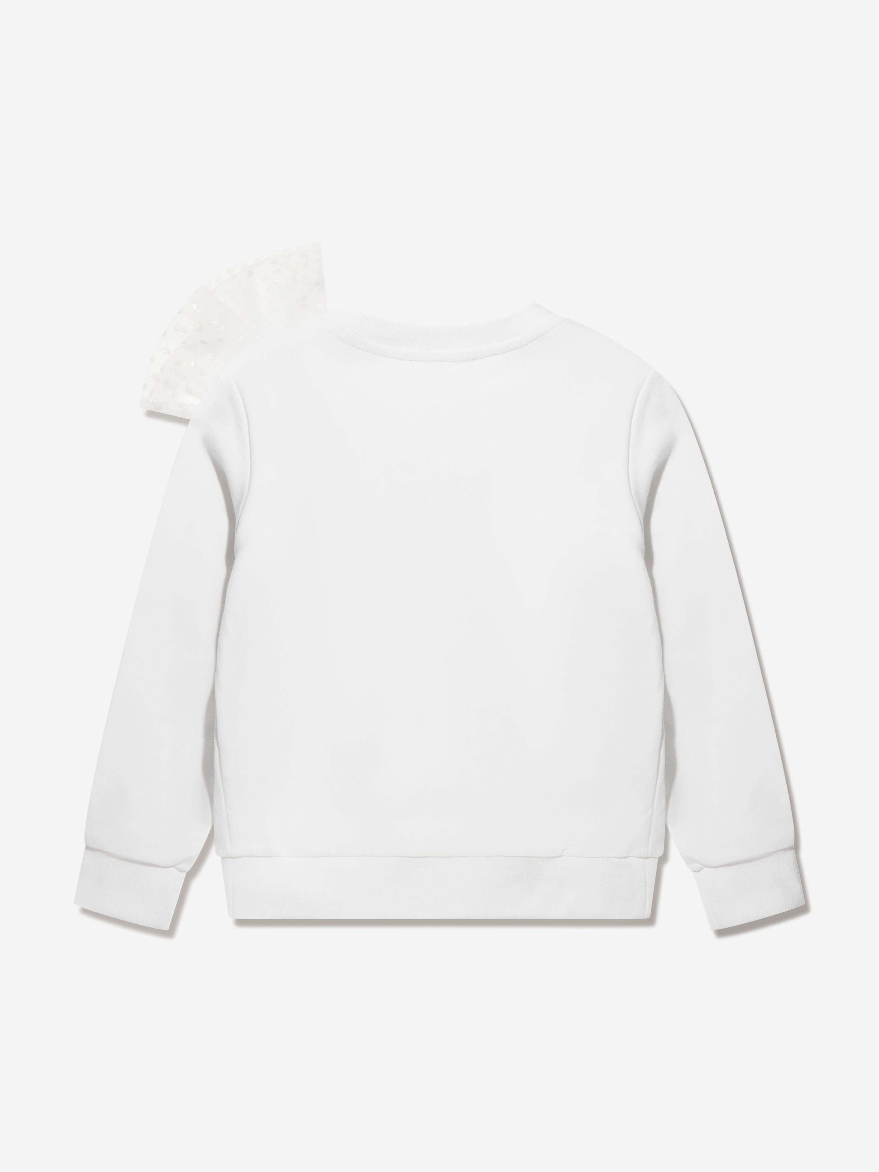 Balmain Girls Bow Sweatshirt in White