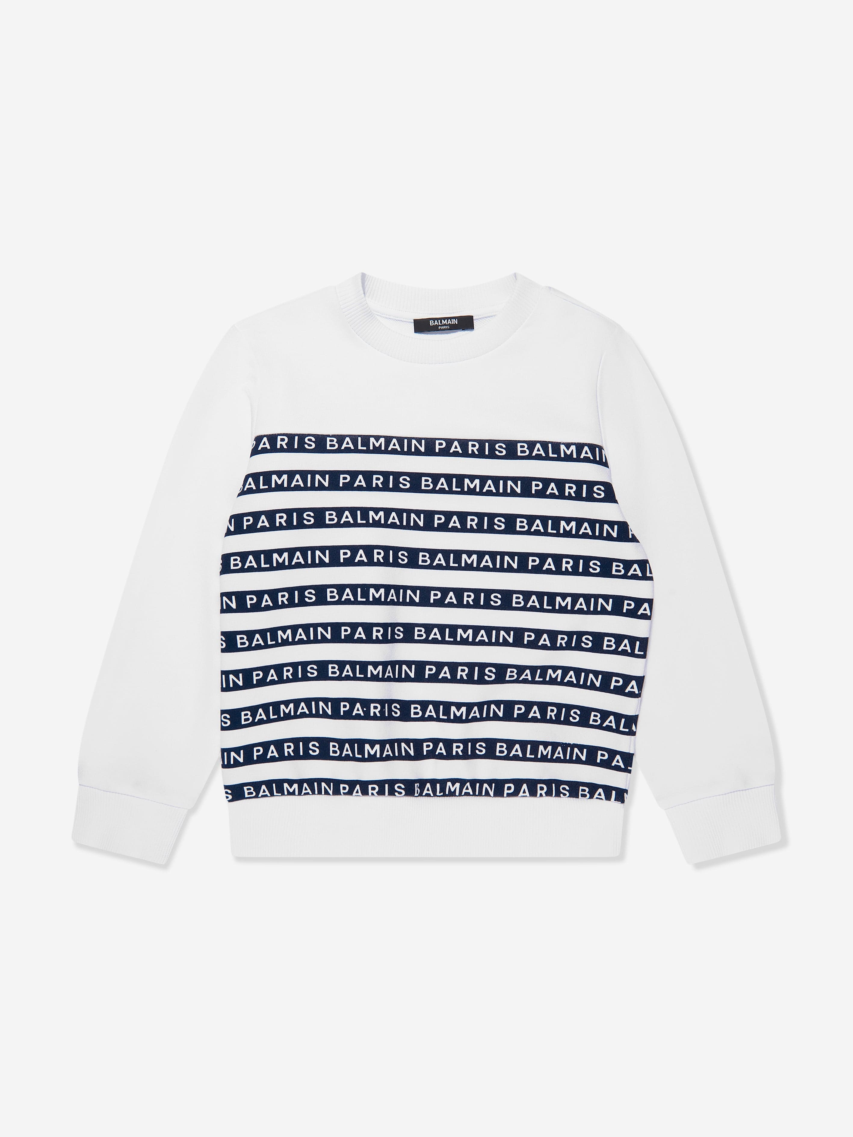 Balmain Boys Striped Logo Sweatshirt in White