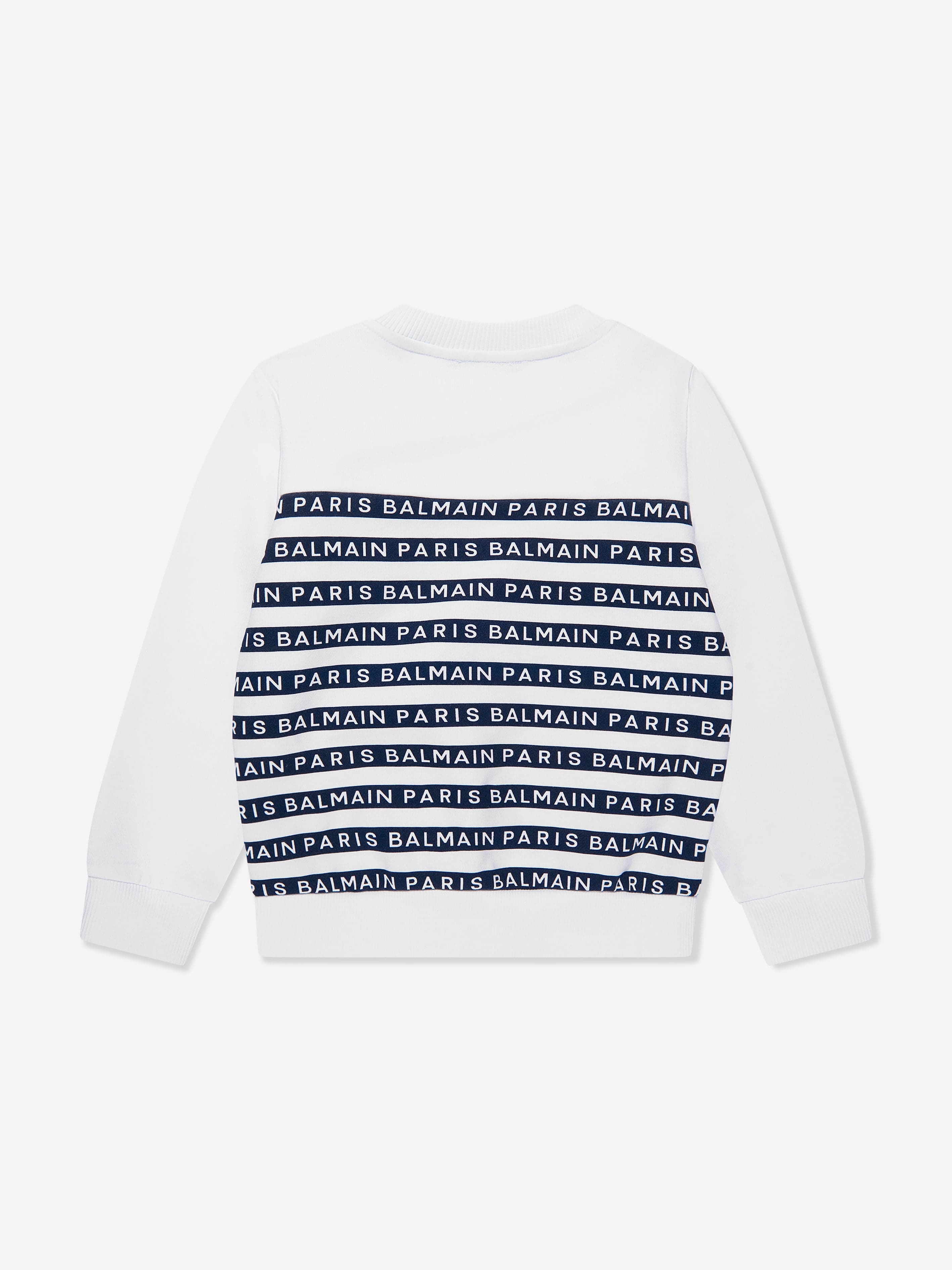 Balmain Boys Striped Logo Sweatshirt in White