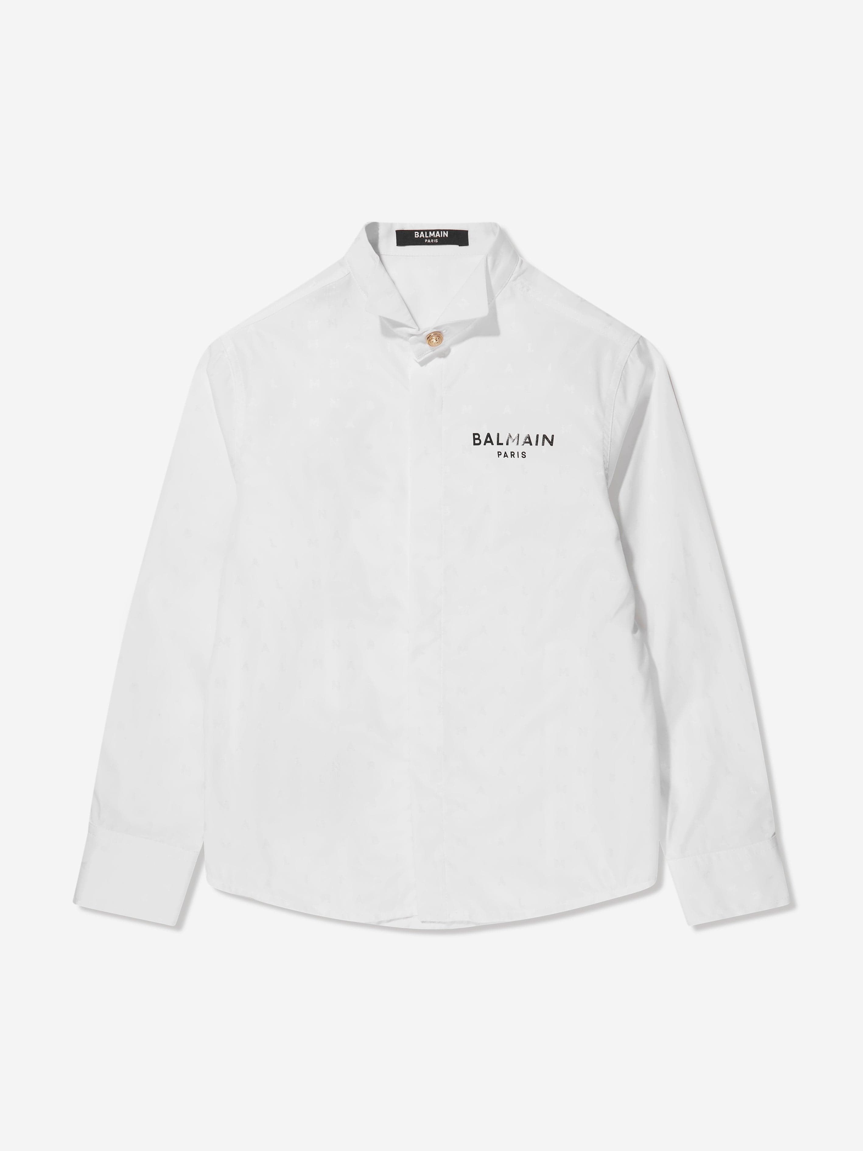 Balmain Boys Cotton Logo Shirt in White