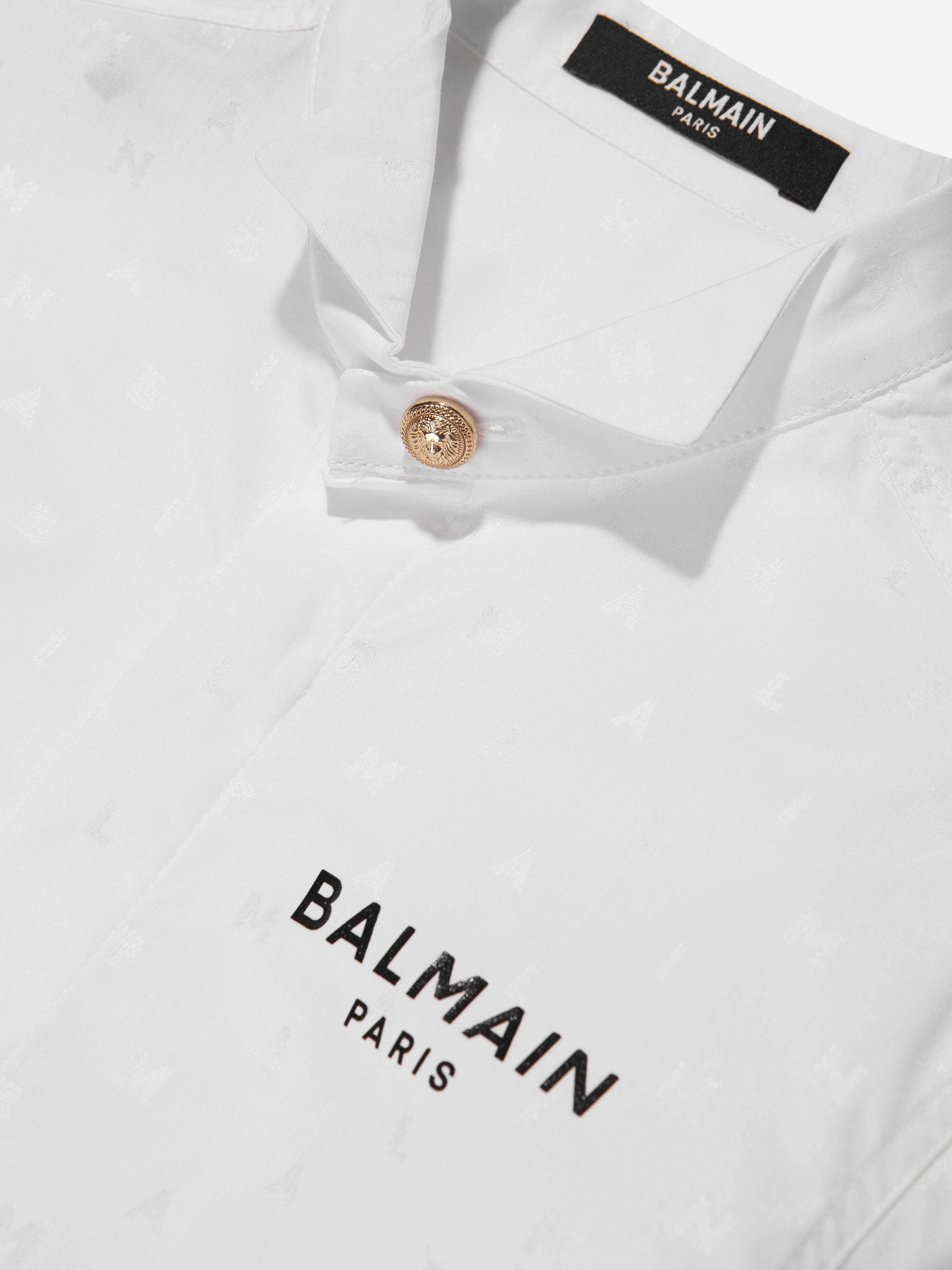 Balmain Boys Cotton Logo Shirt in White