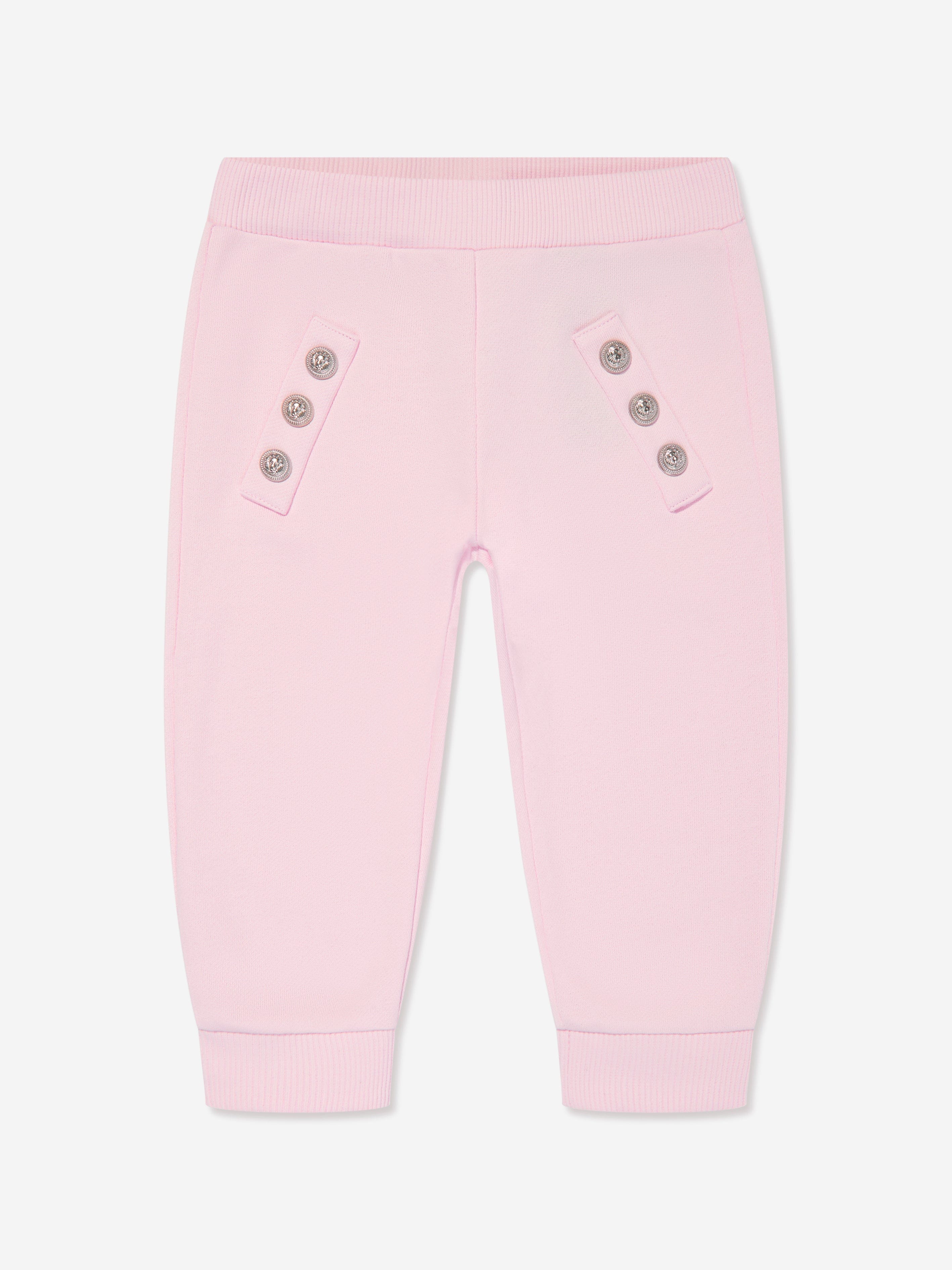 Balmain Baby Girls Button Joggers in Pink