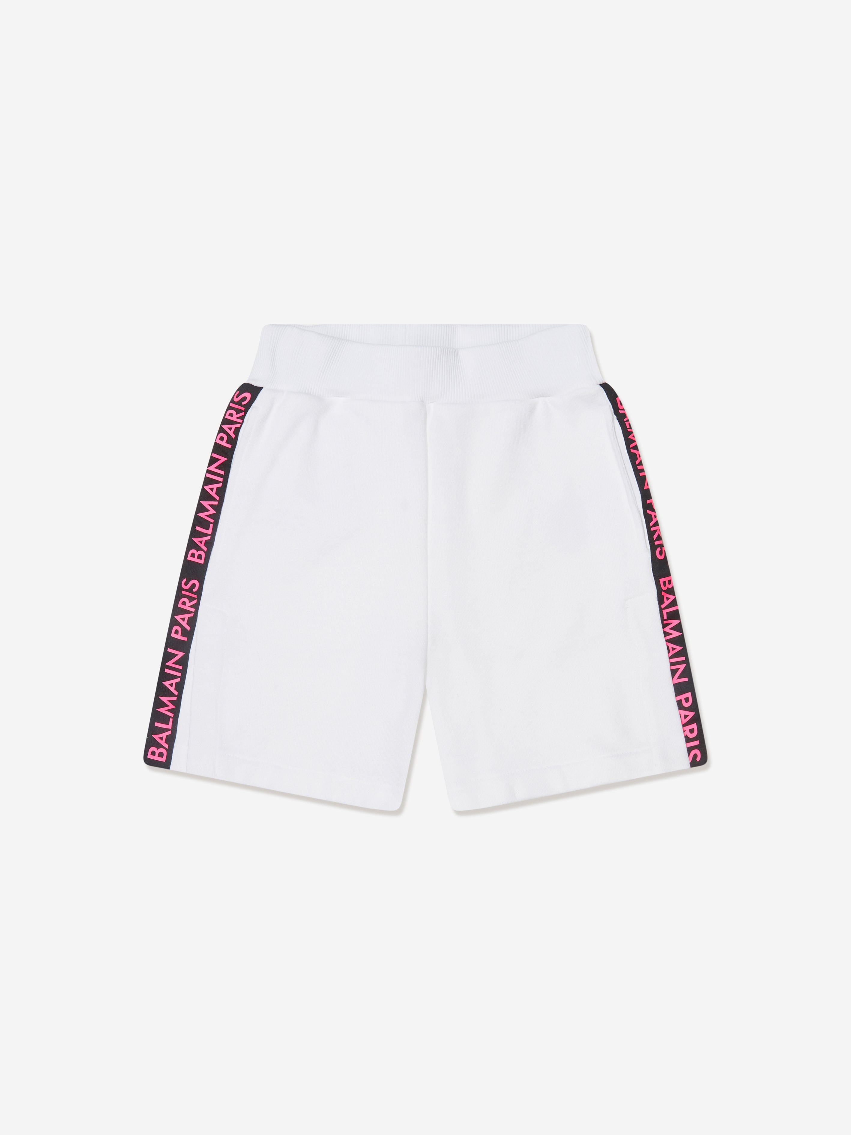 Balmain Girls Logo Jersey Shorts in White