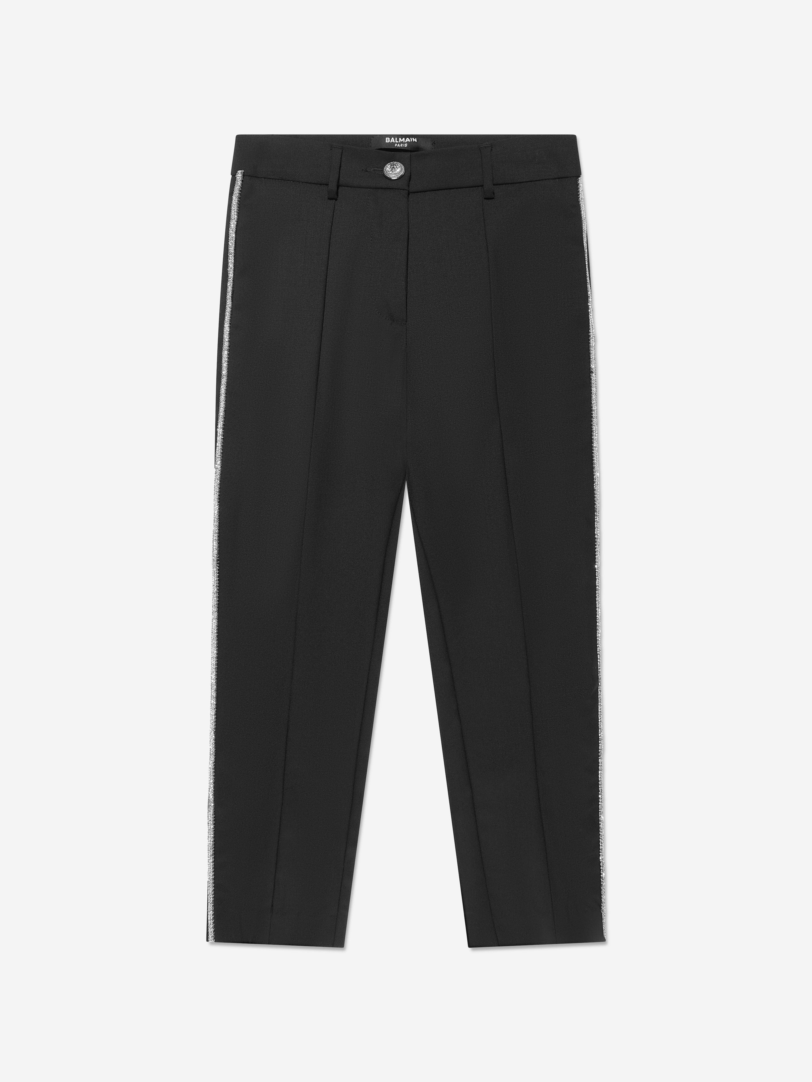 Balmain Girls Wool Suit Trousers in Black