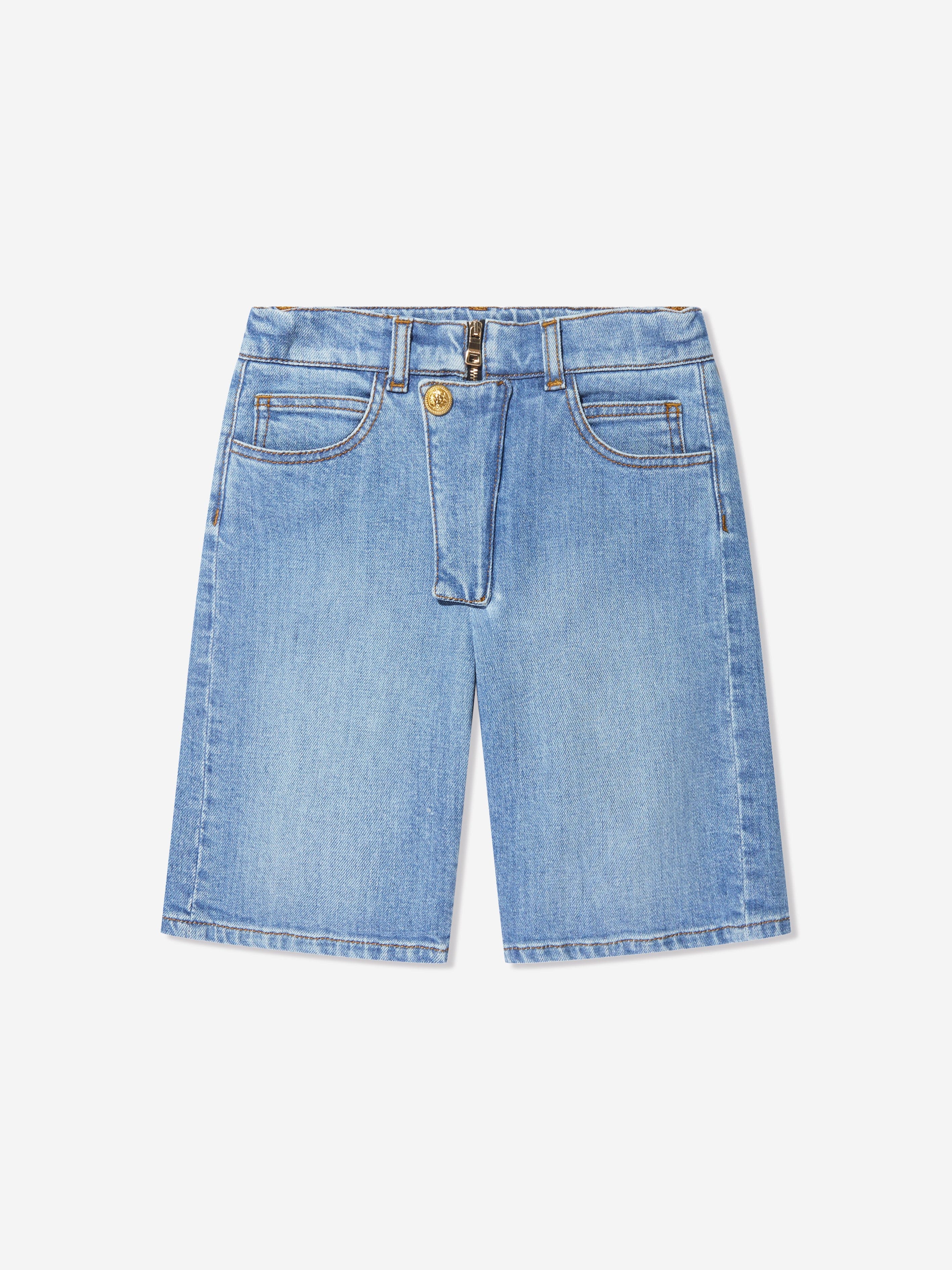 Balmain Boys Denim Shorts in Blue