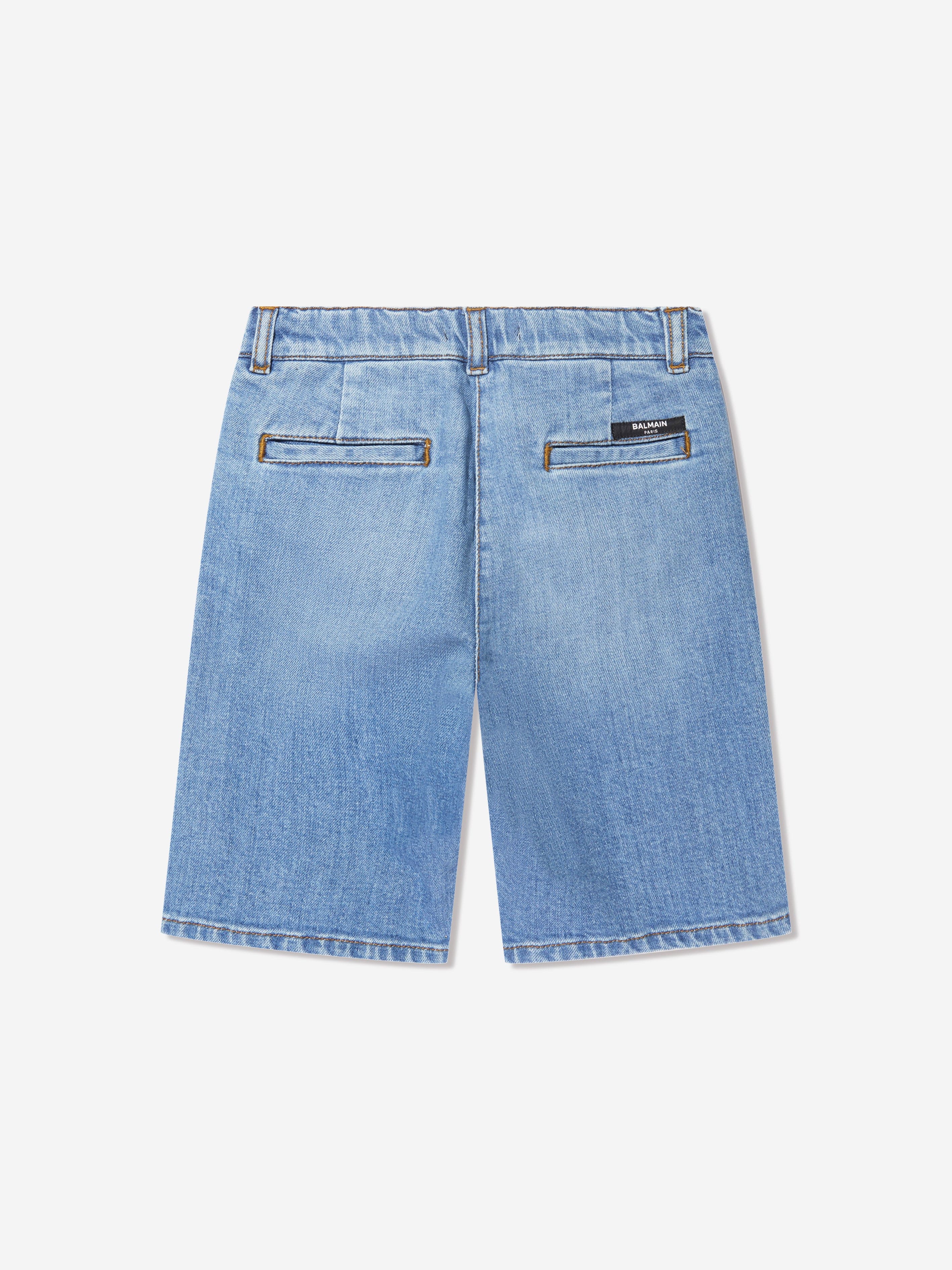 Balmain Boys Denim Shorts in Blue