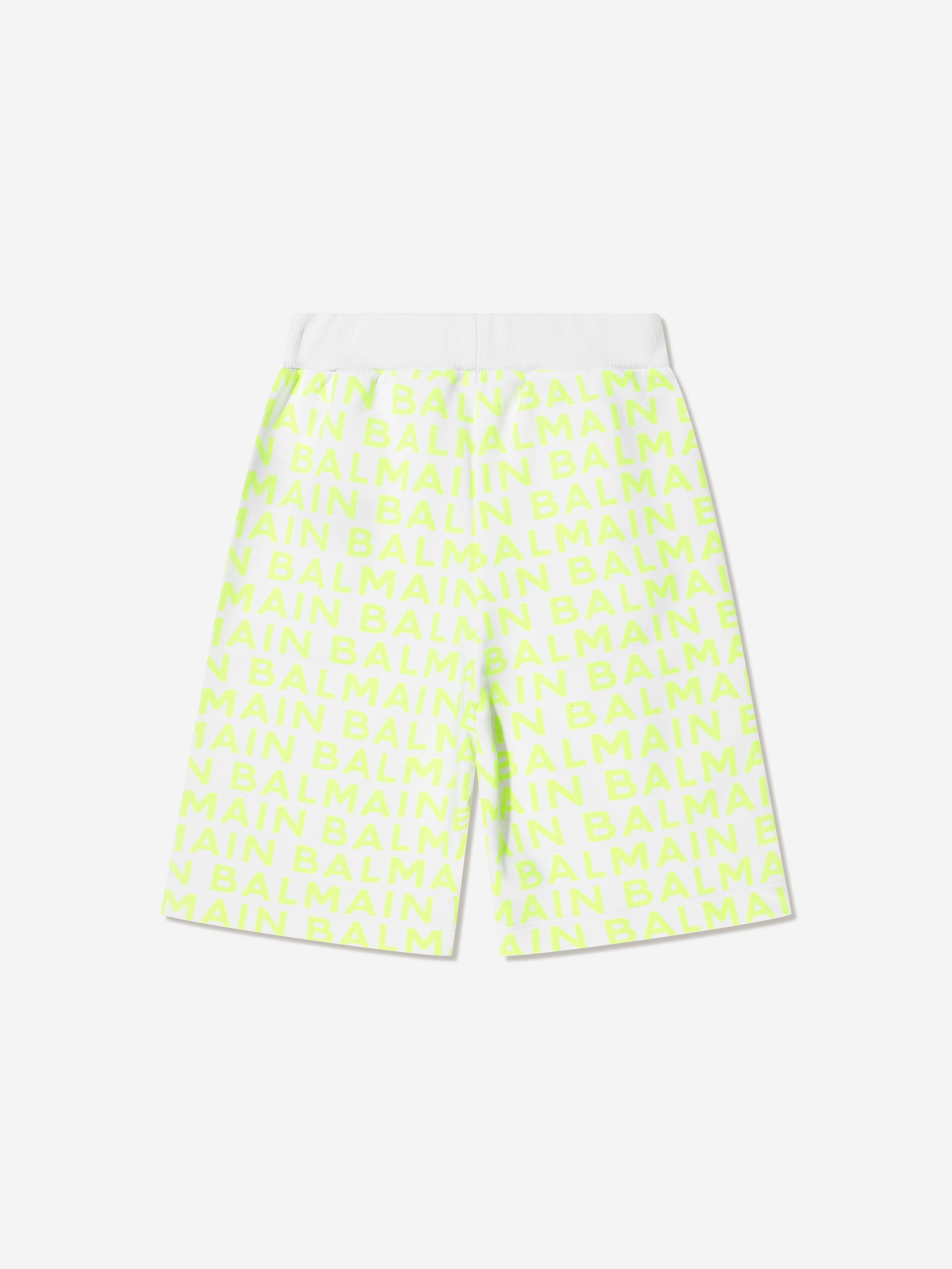 Balmain Boys Logo Jersey Shorts in White