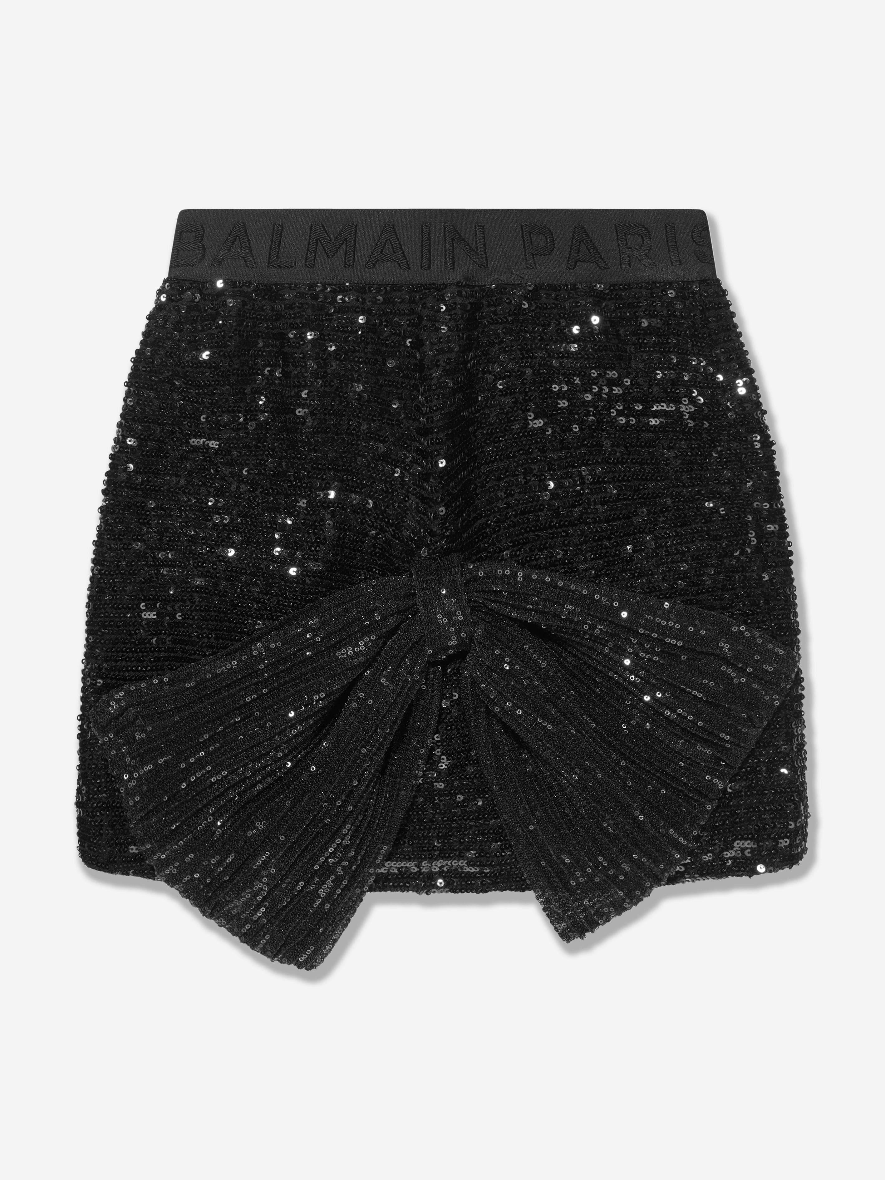 Balmain Girls Bow Skirt in Black