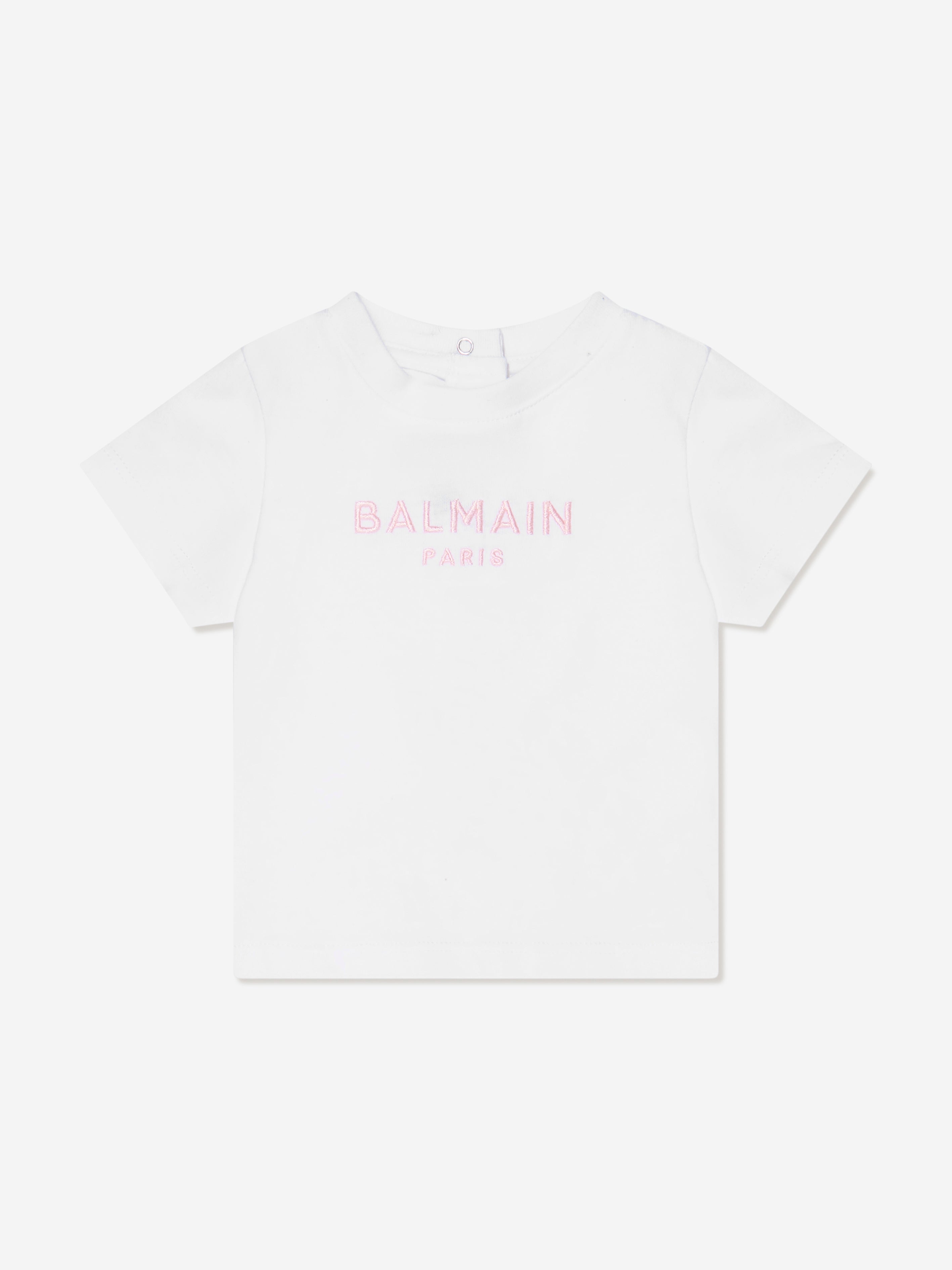 Balmain Baby Girls Logo T-Shirt in White