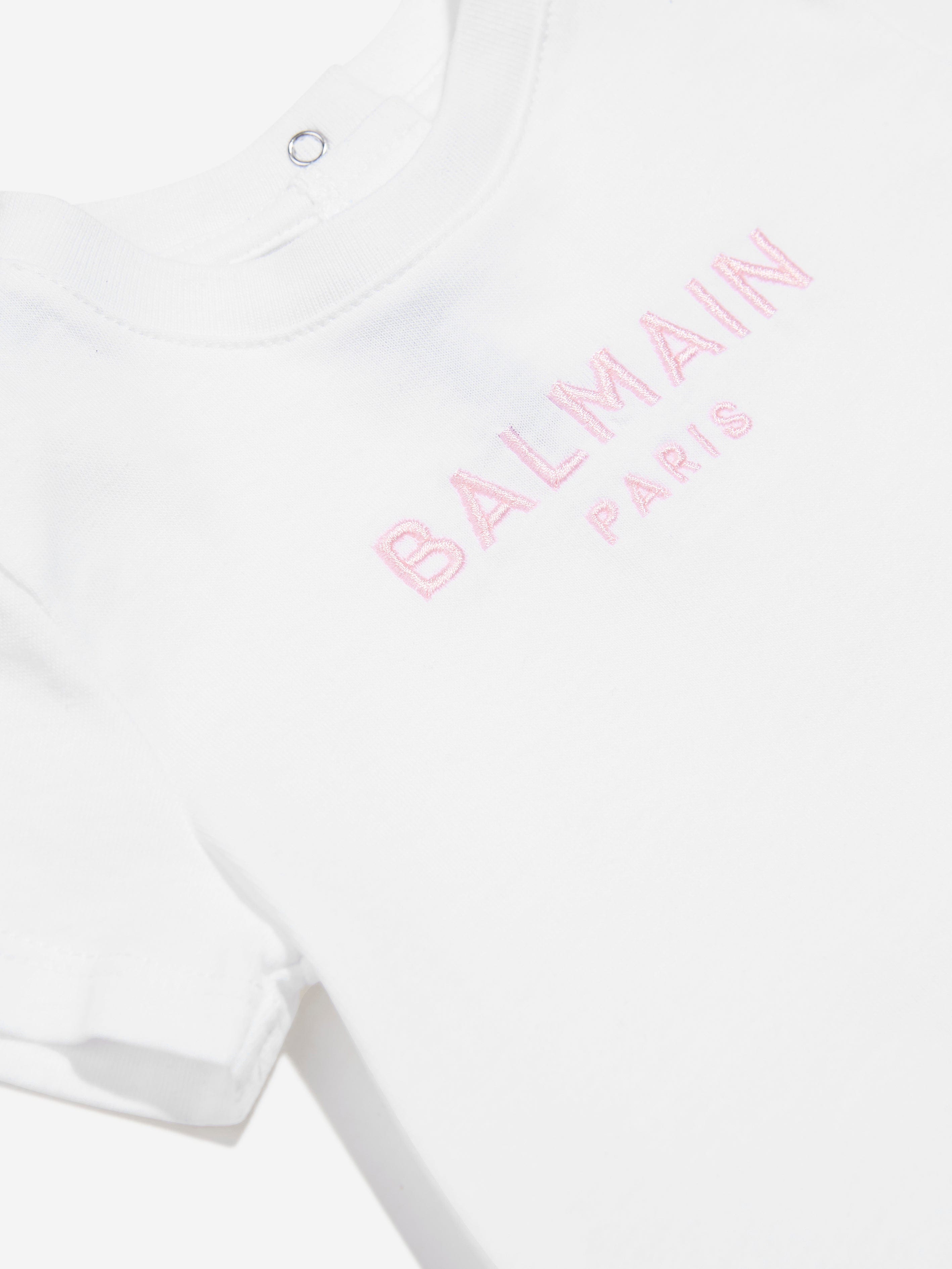 Balmain Baby Girls Logo T-Shirt in White