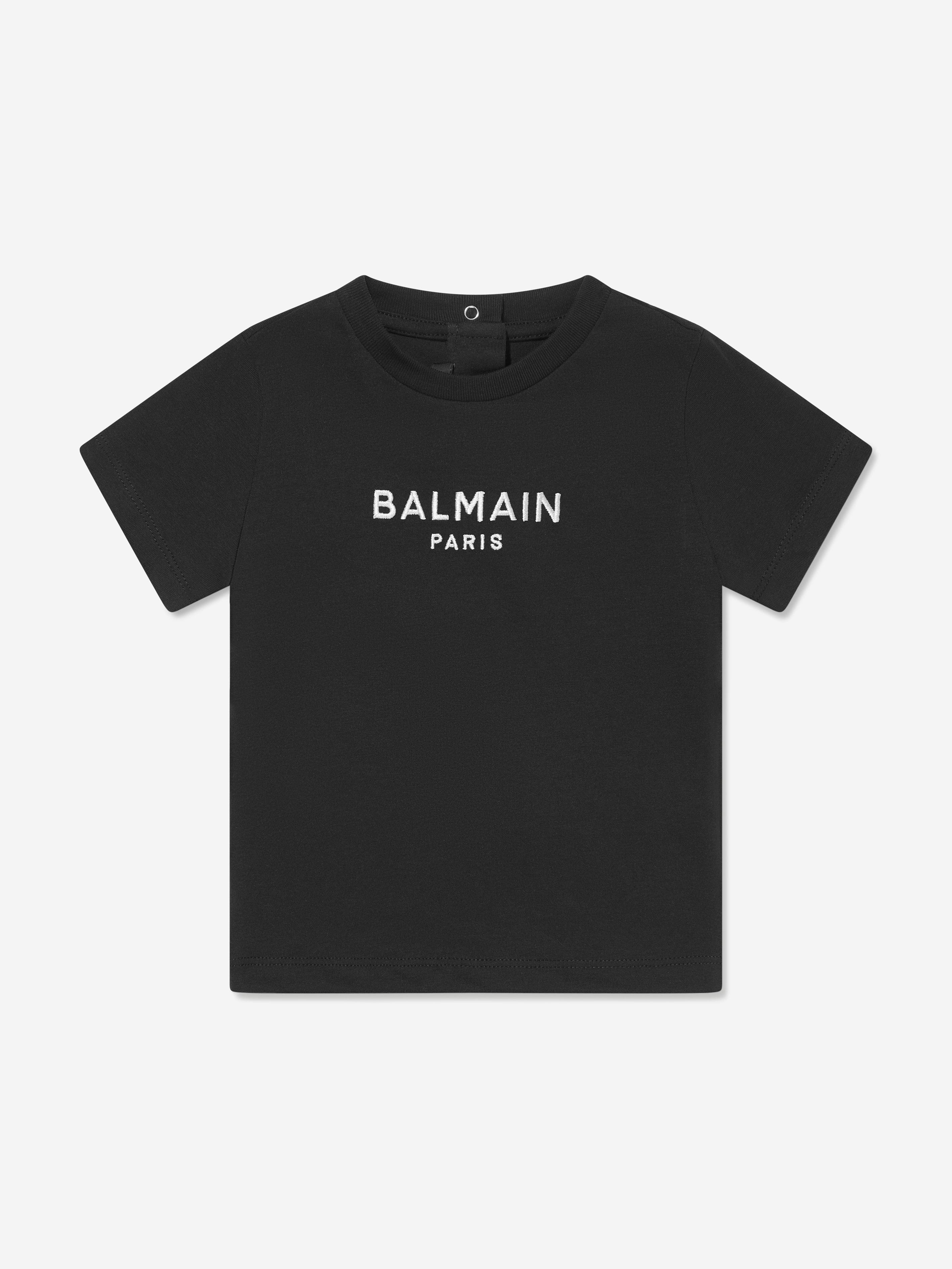 Balmain Baby Girls Logo T-Shirt in Black