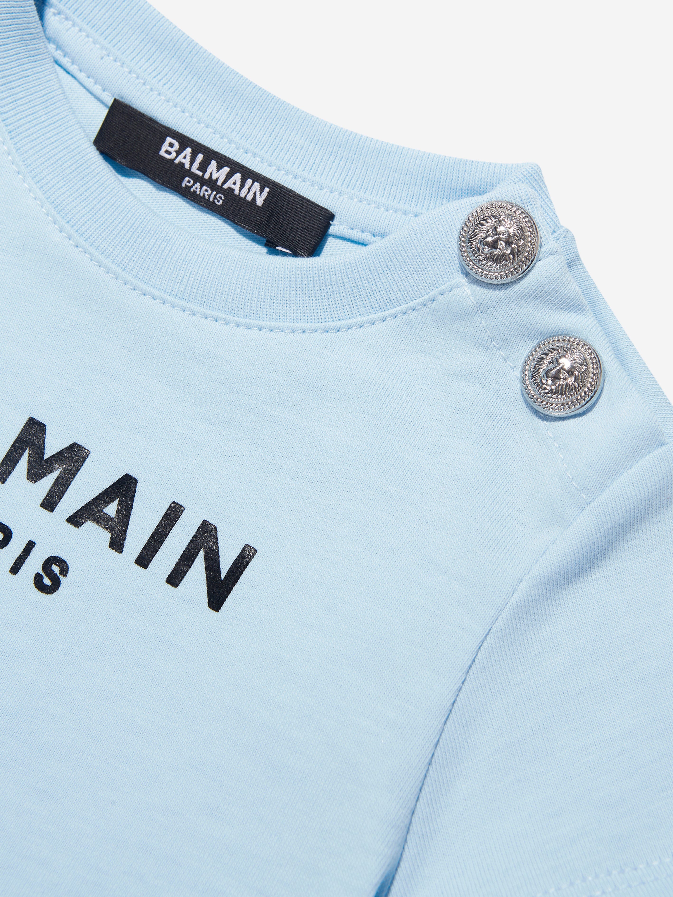 Balmain Baby Boys Logo T-Shirt in Blue