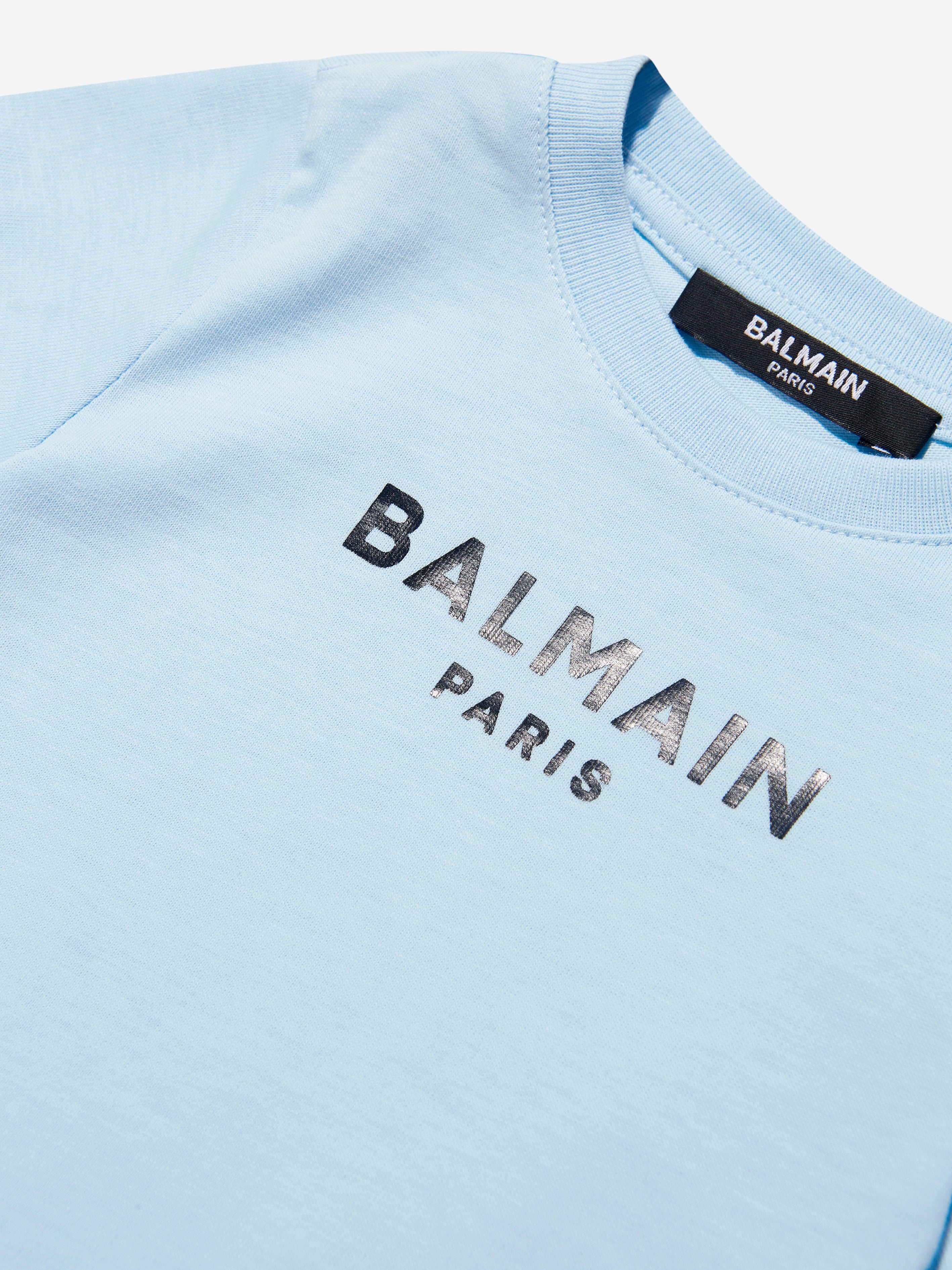 Balmain Baby Boys Logo T-Shirt in Blue