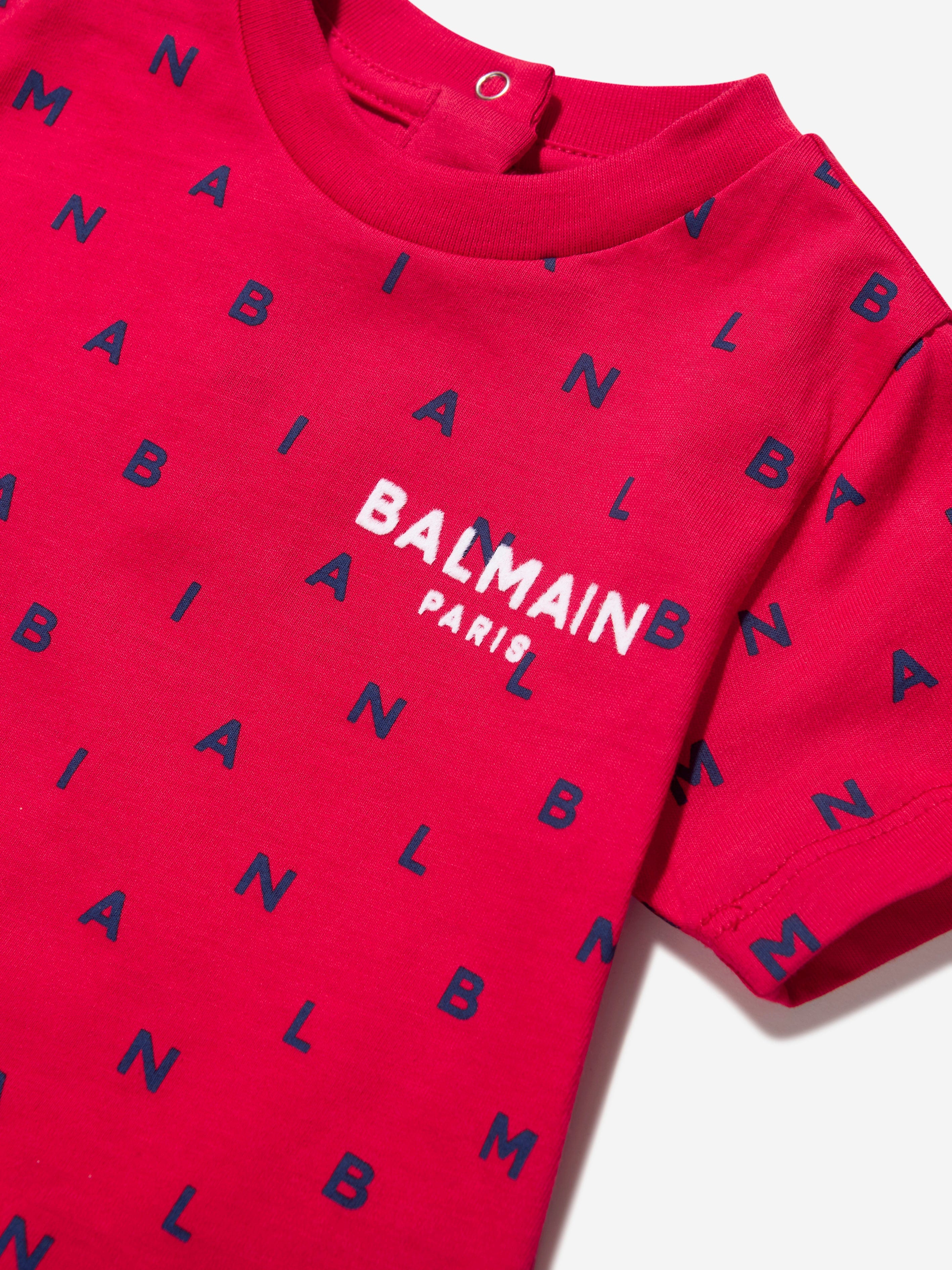 Balmain Baby Boys Logo T-Shirt in Red