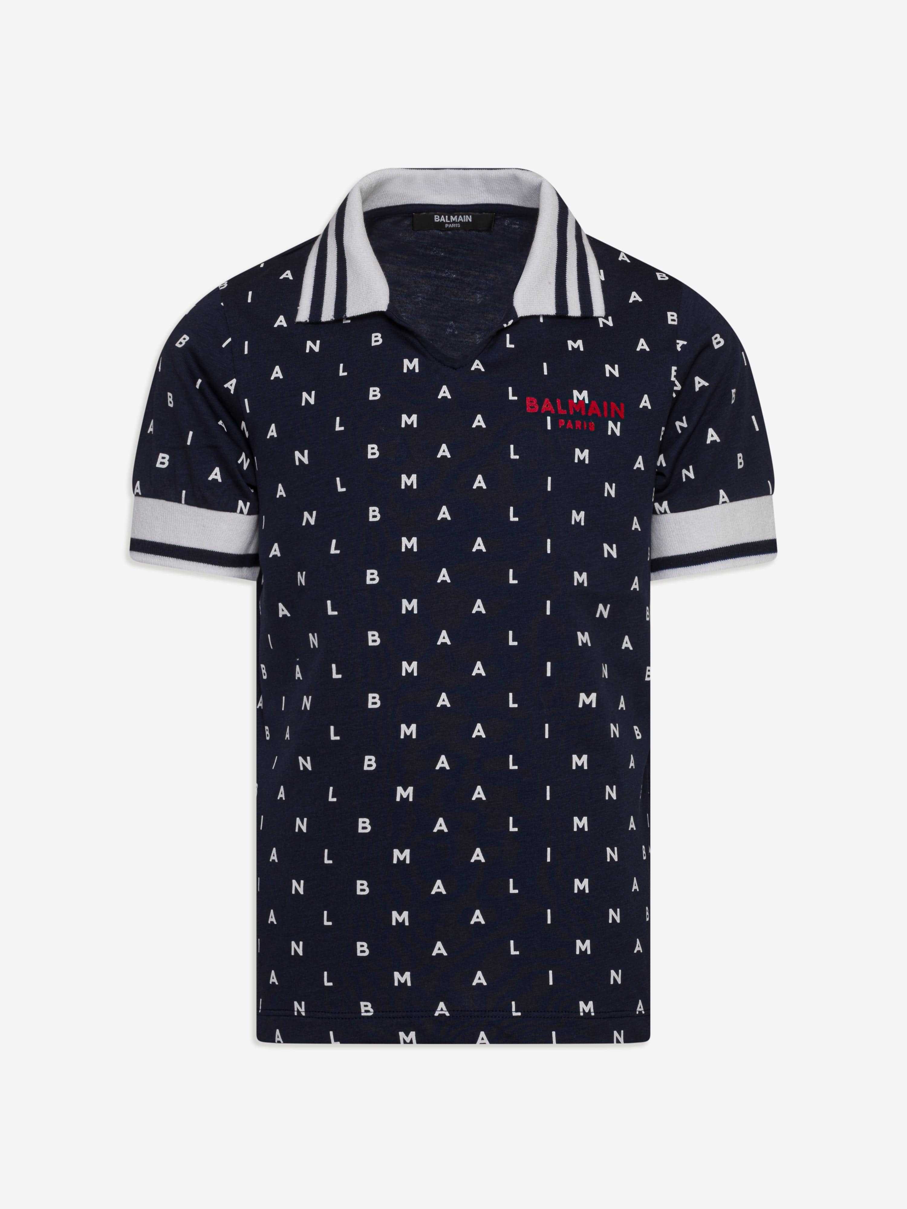 Balmain Boys Logo Polo Shirt in Navy