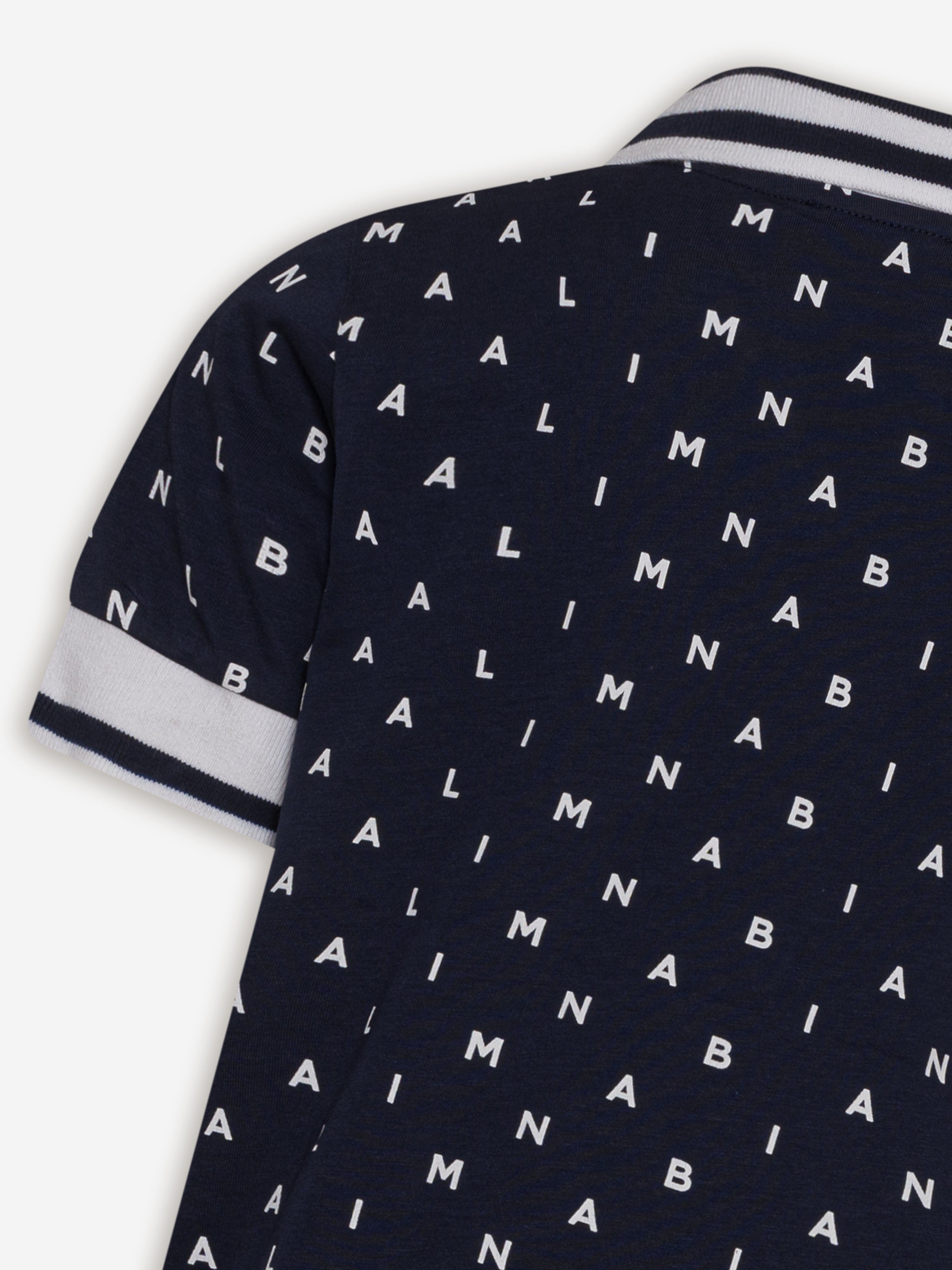 Balmain Boys Logo Polo Shirt in Navy