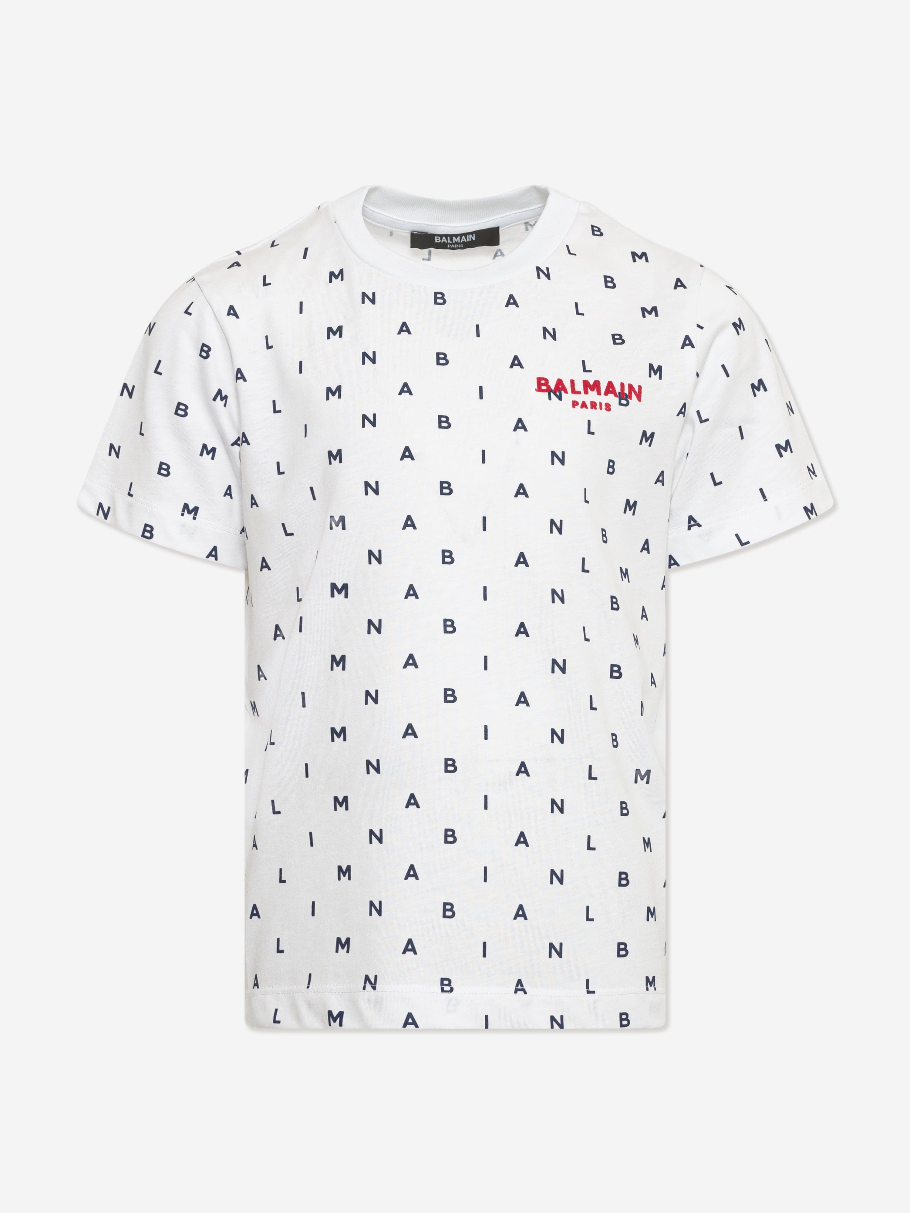 Balmain Boys Logo Print T-Shirt in White