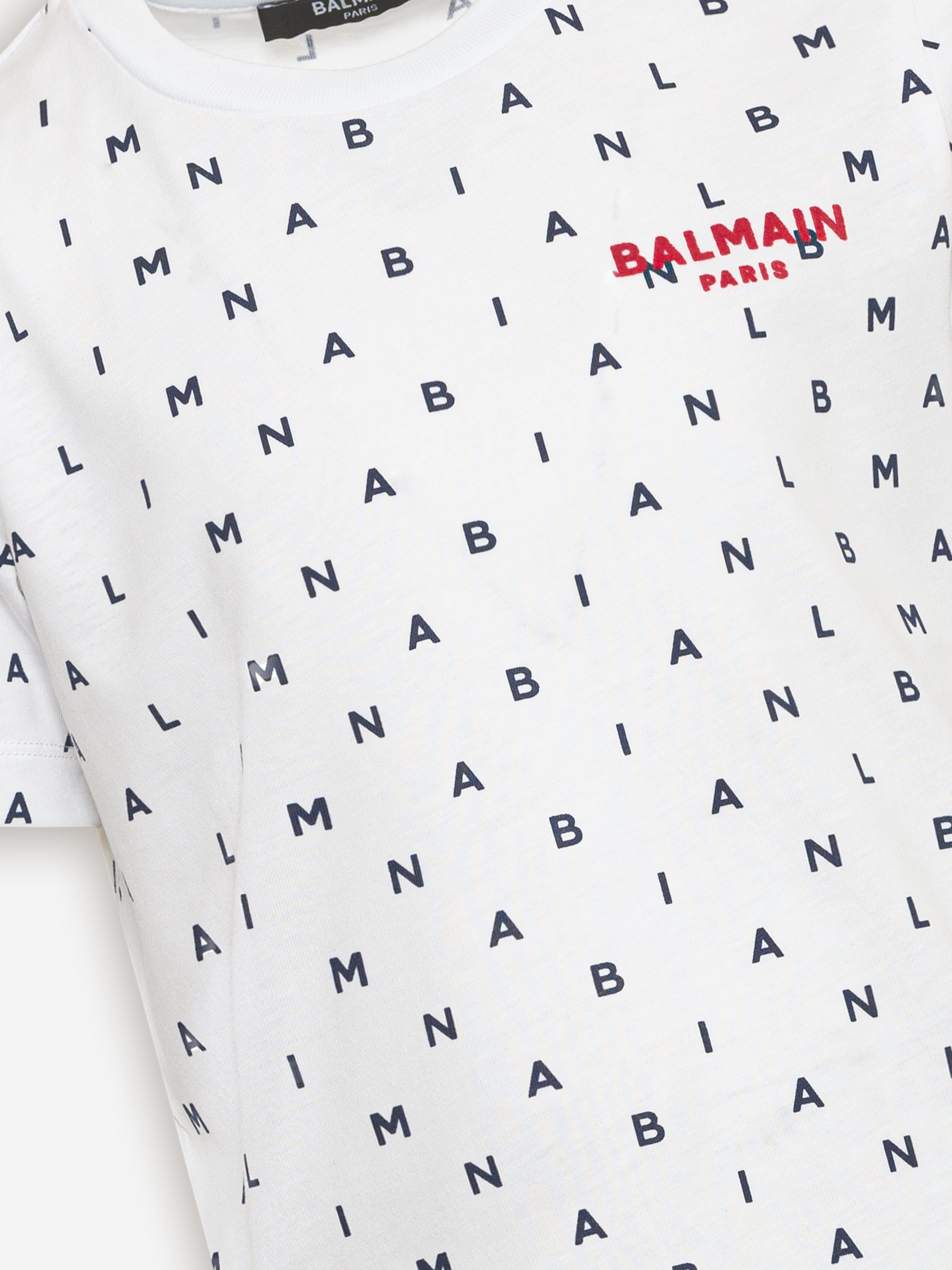 Balmain Boys Logo Print T-Shirt in White