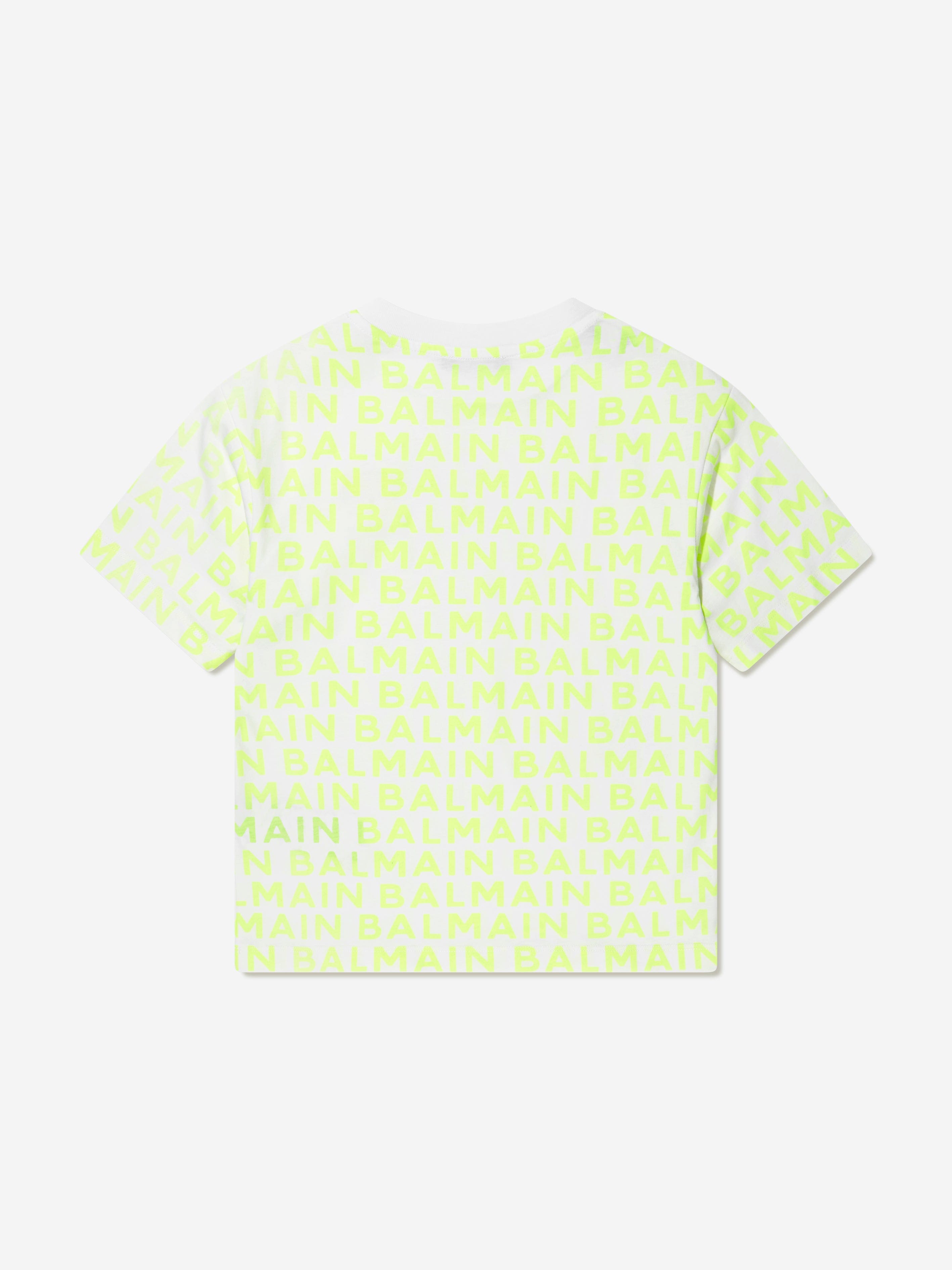 Balmain Boys Logo Print T-Shirt in White