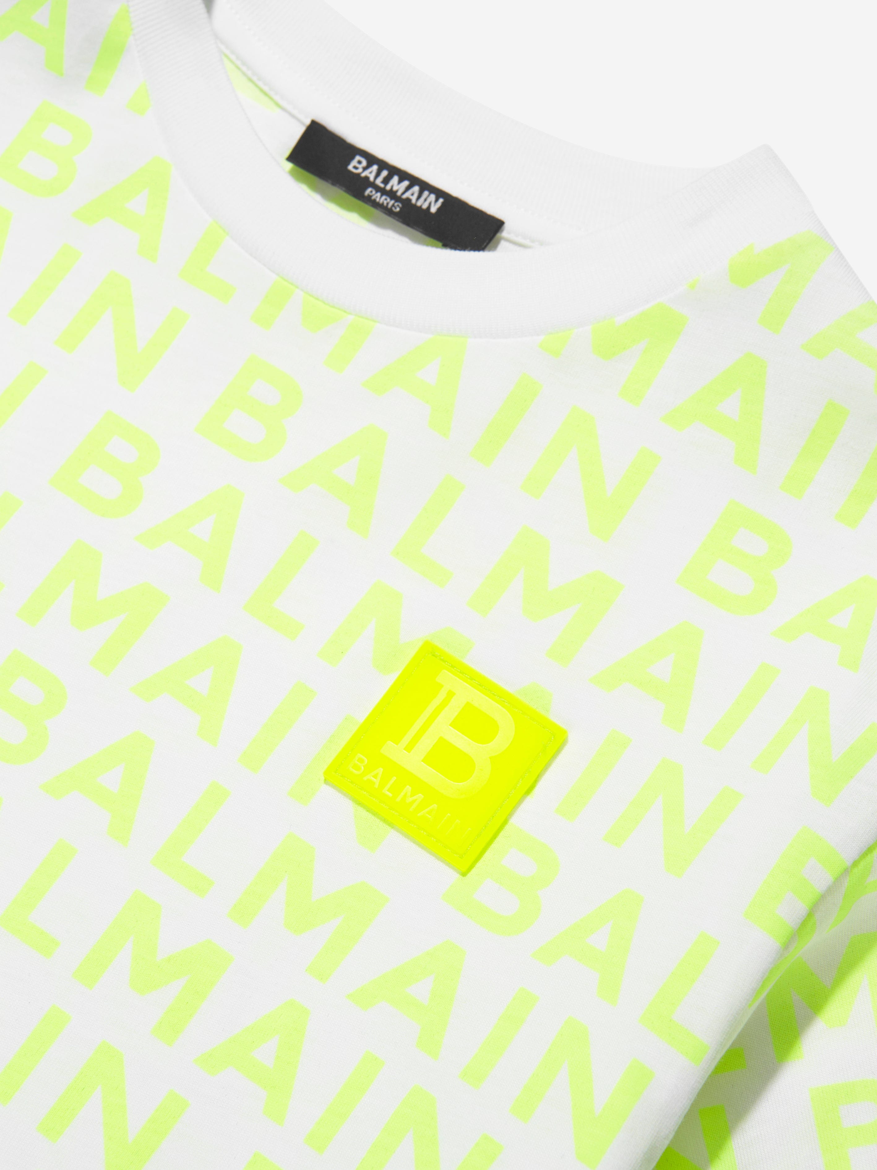 Balmain Boys Logo Print T-Shirt in White