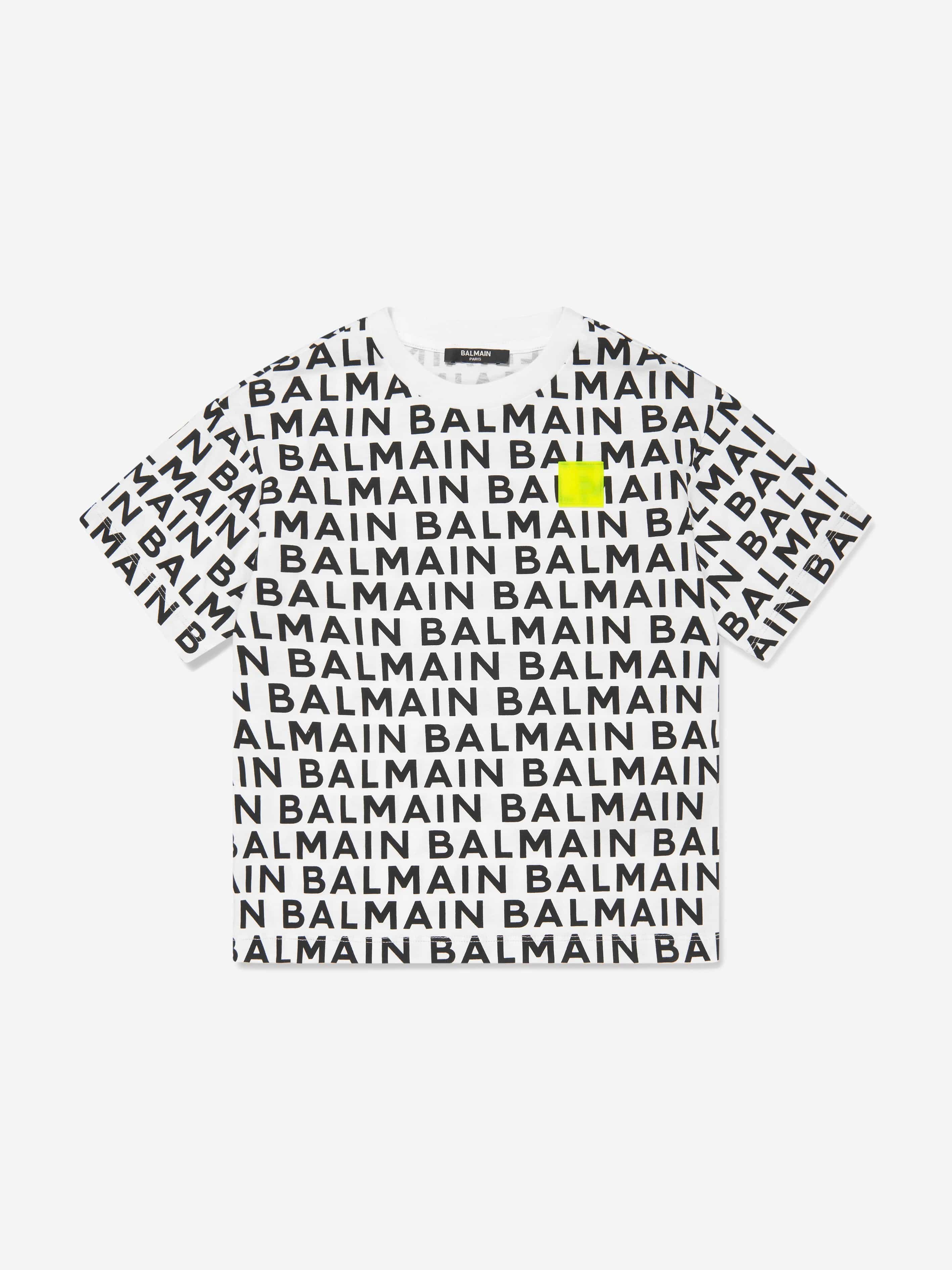 Balmain Boys Logo Print T-Shirt in Black