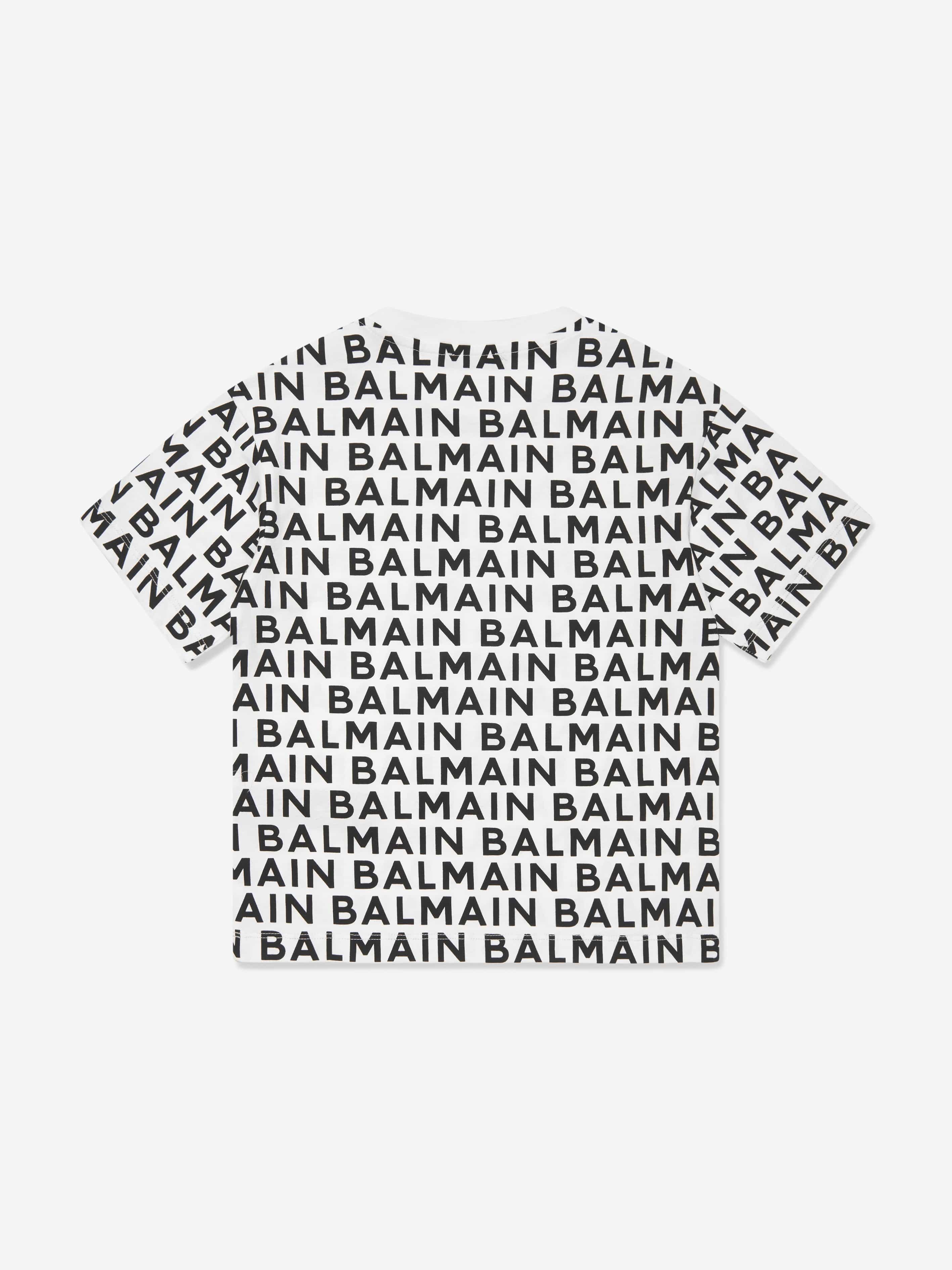 Balmain Boys Logo Print T-Shirt in Black