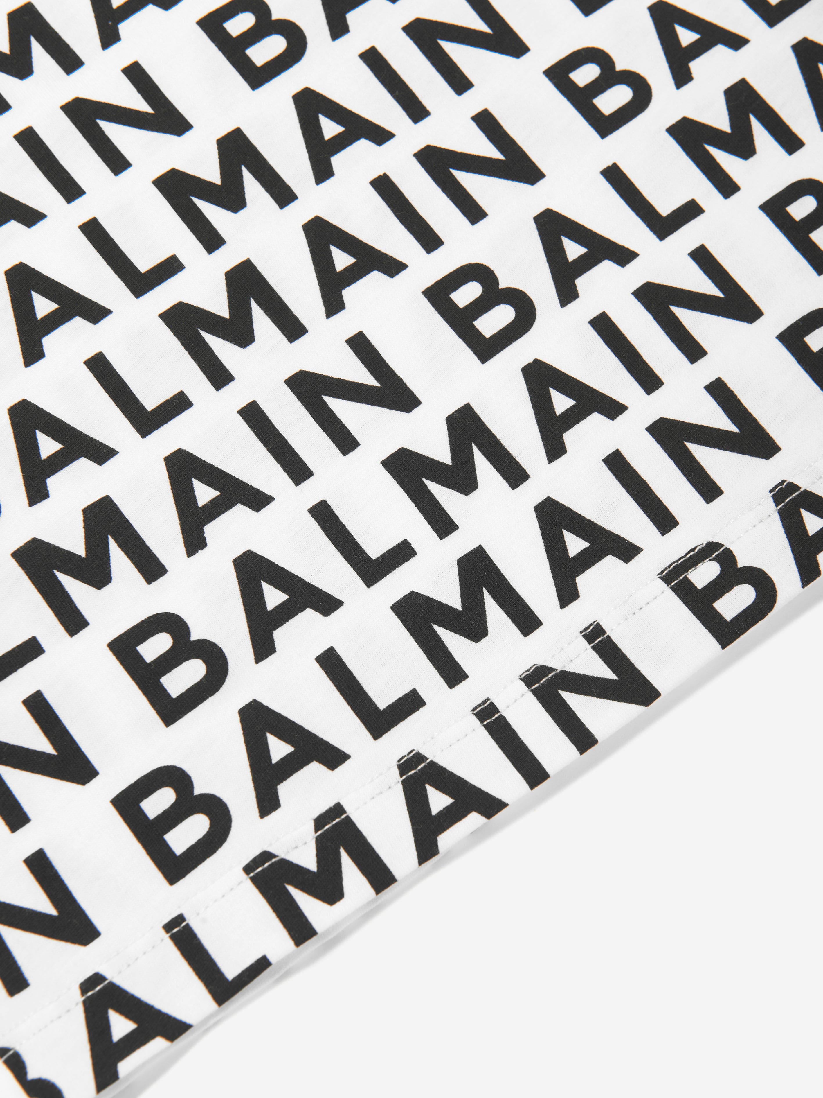 Balmain Boys Logo Print T-Shirt in Black