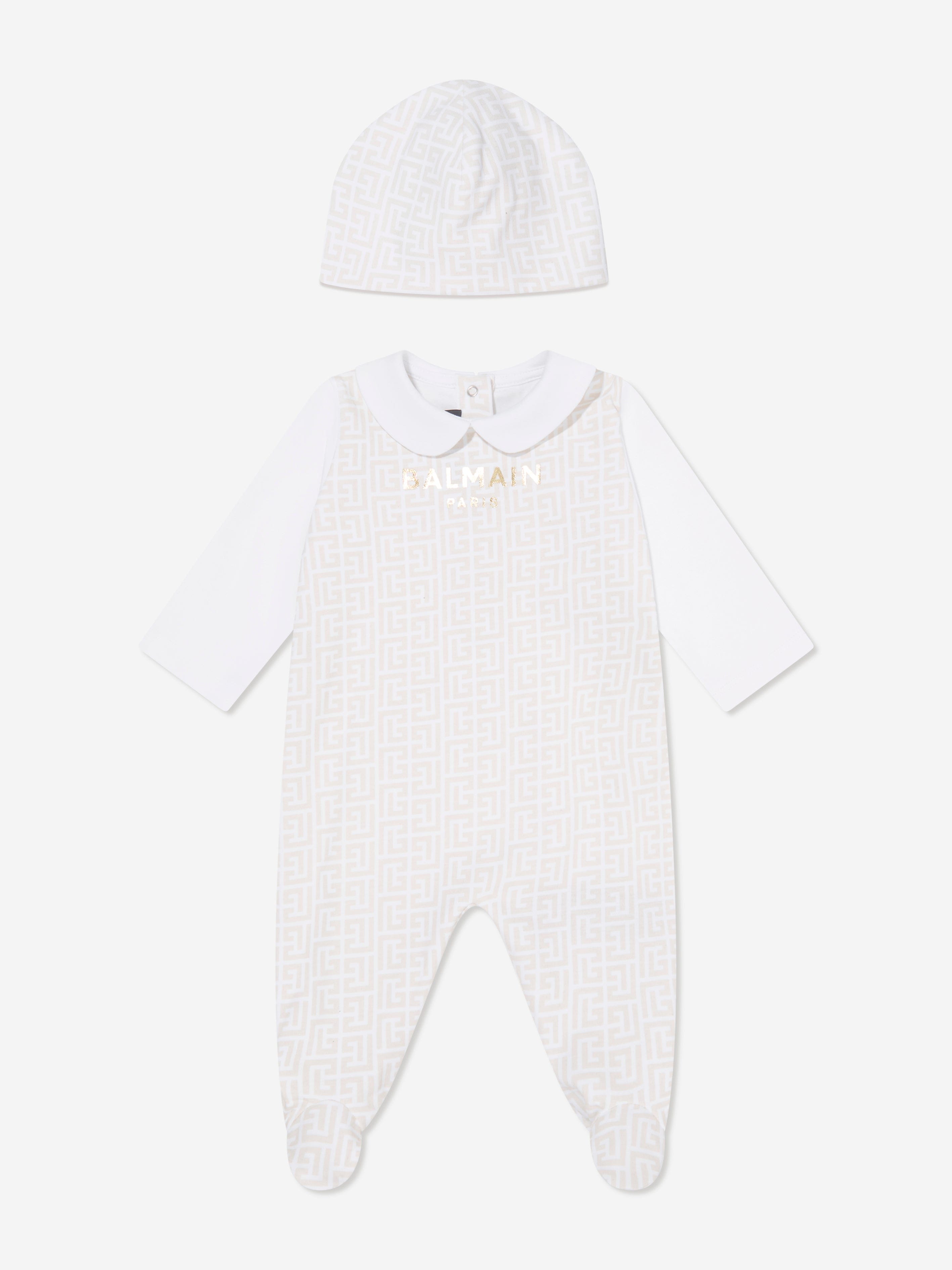 Balmain Baby Boys Babygrow Gift Set in Beige