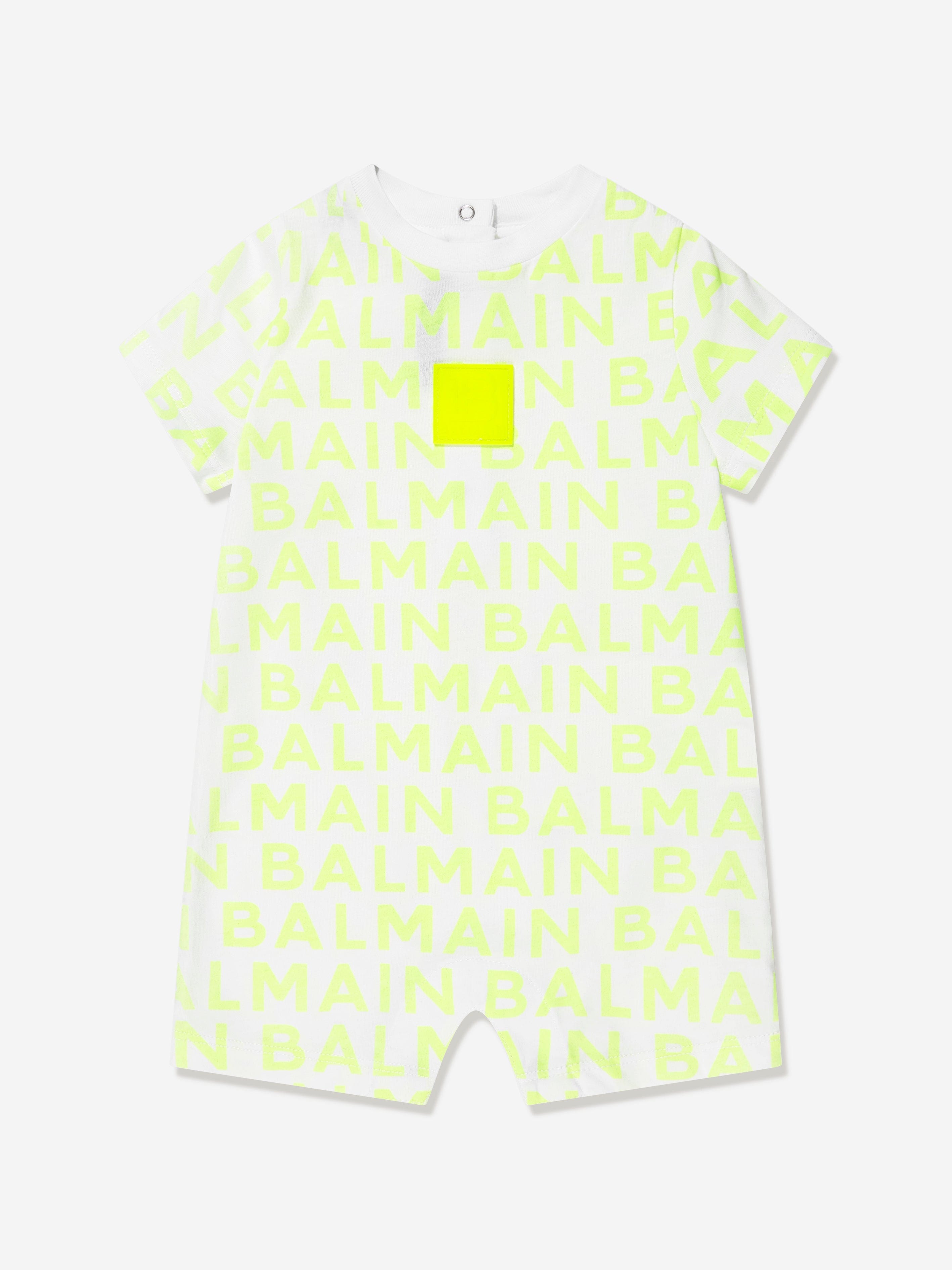 Balmain Baby Boys Romper And Hat Gift Set in White