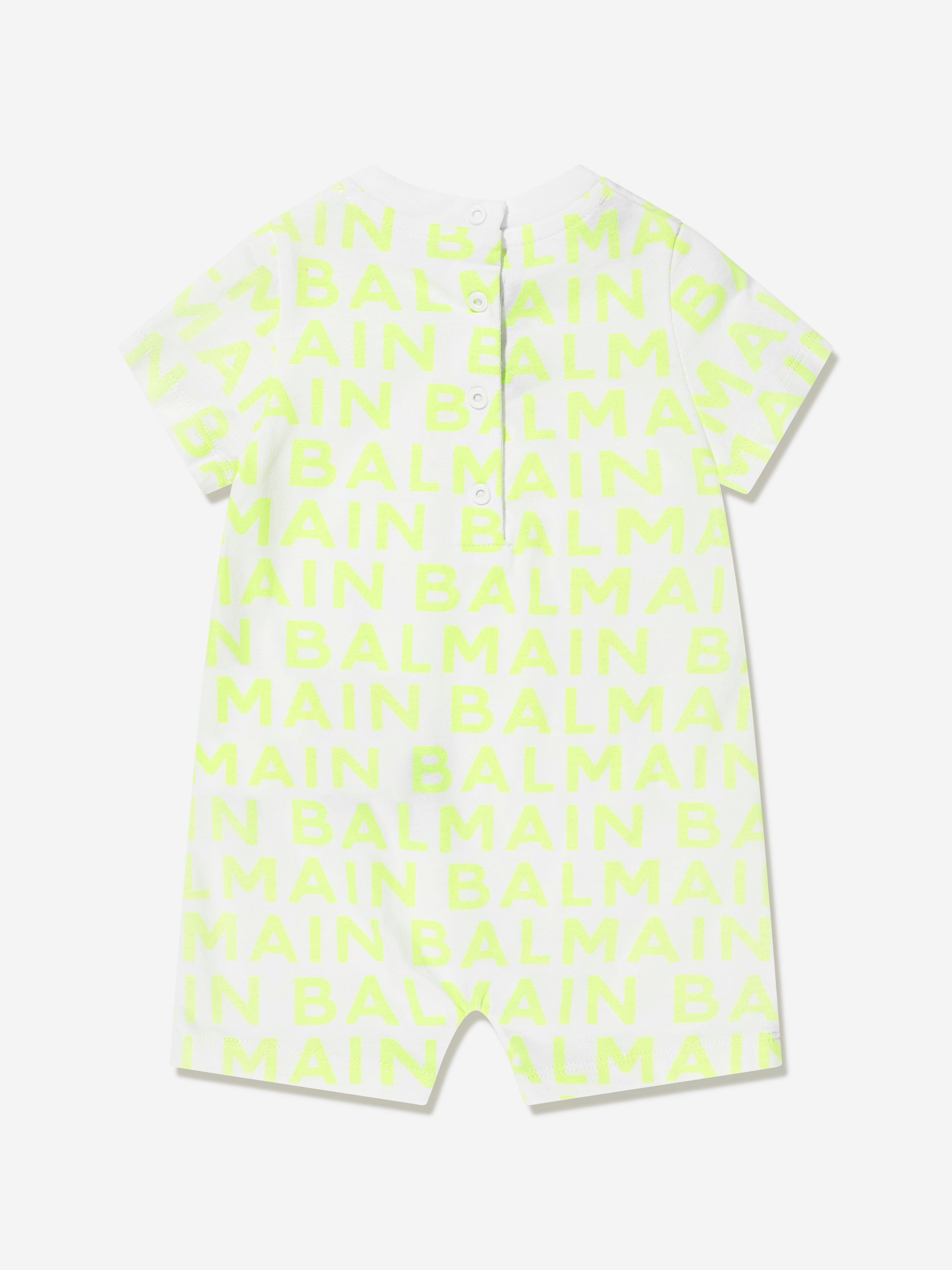 Balmain Baby Boys Romper And Hat Gift Set in White