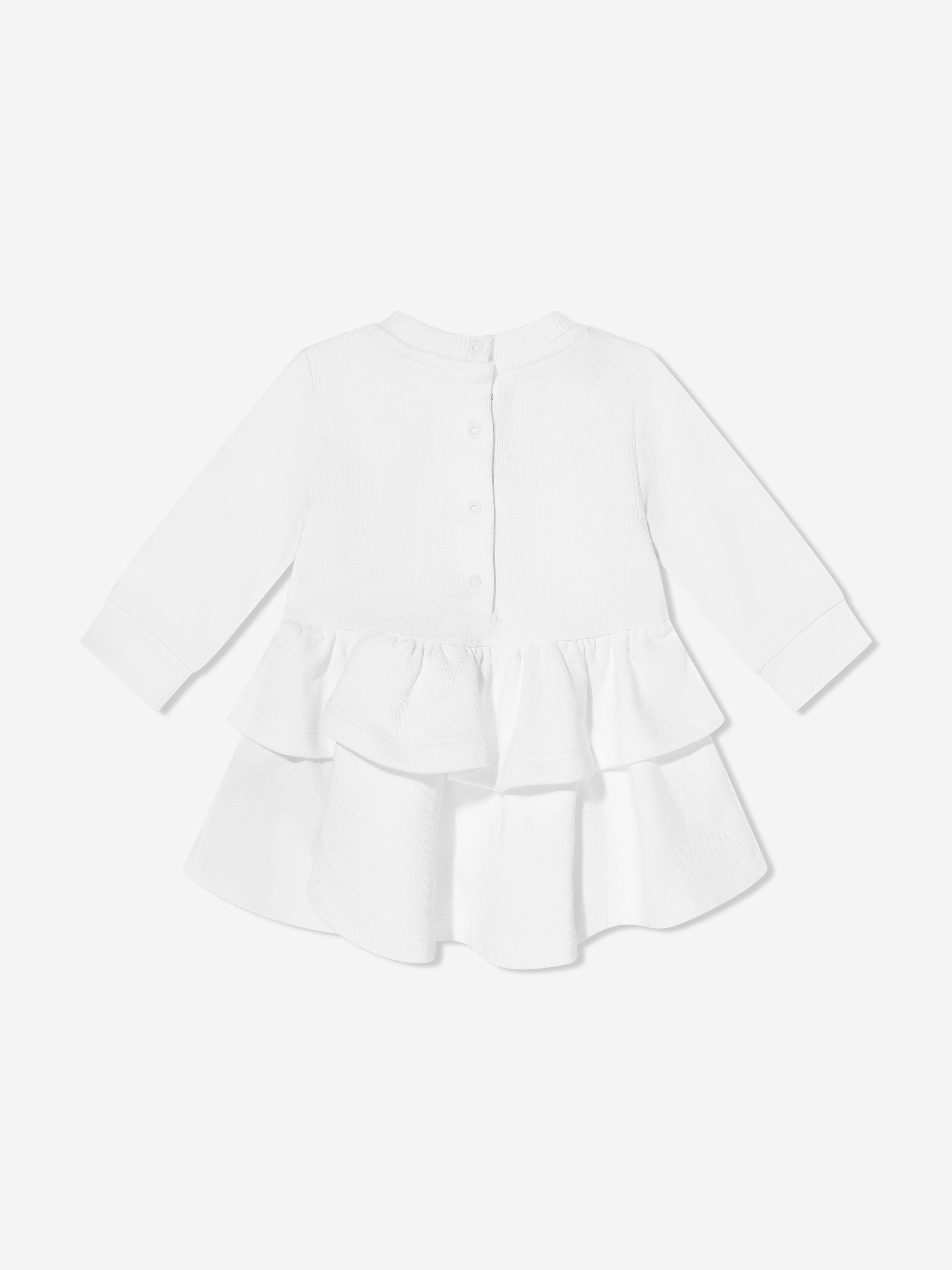 Balmain Baby Girls Logo Jersey Dress in White