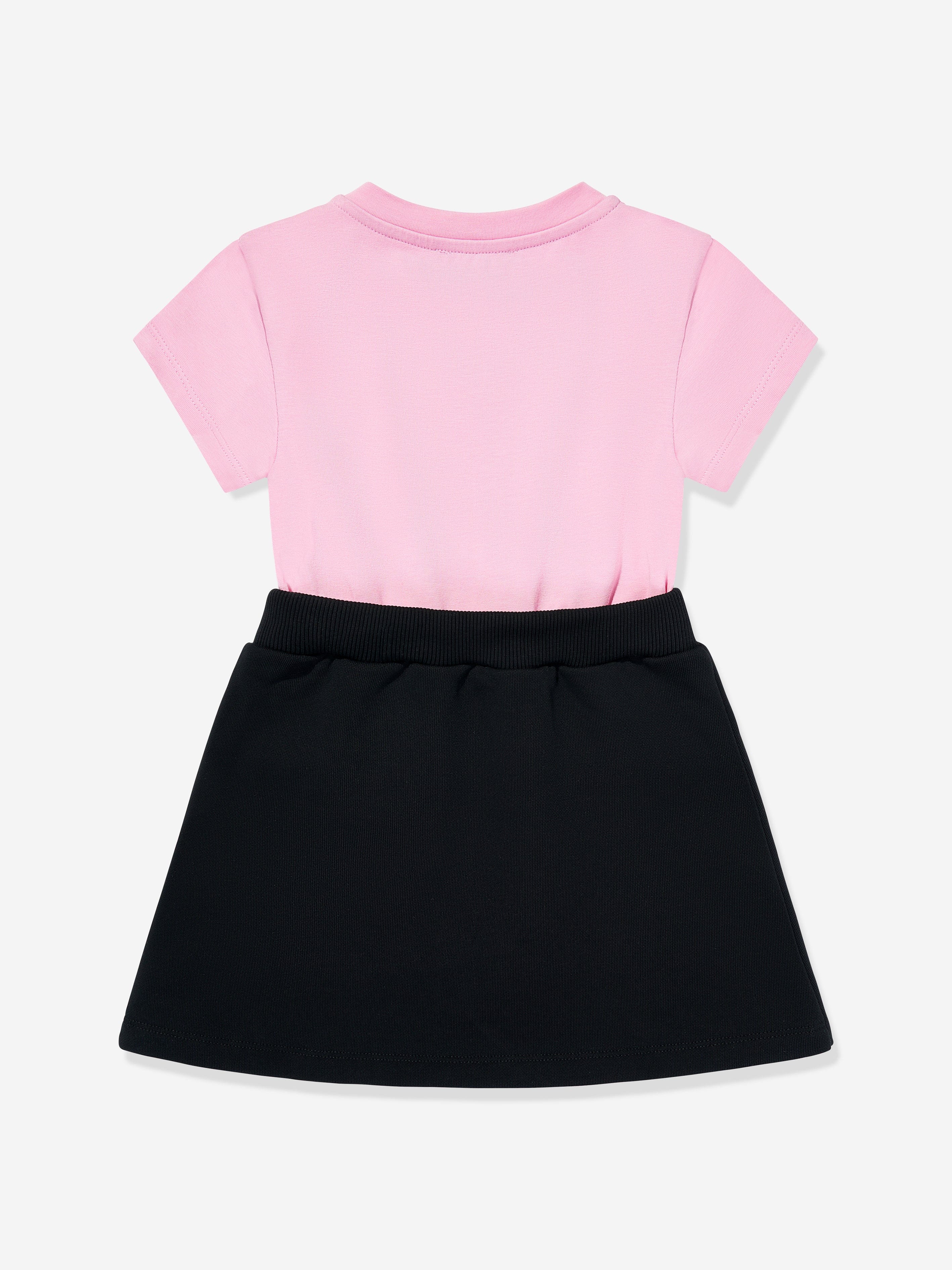 Balmain Girls Monogram Logo Jersey Dress in Pink