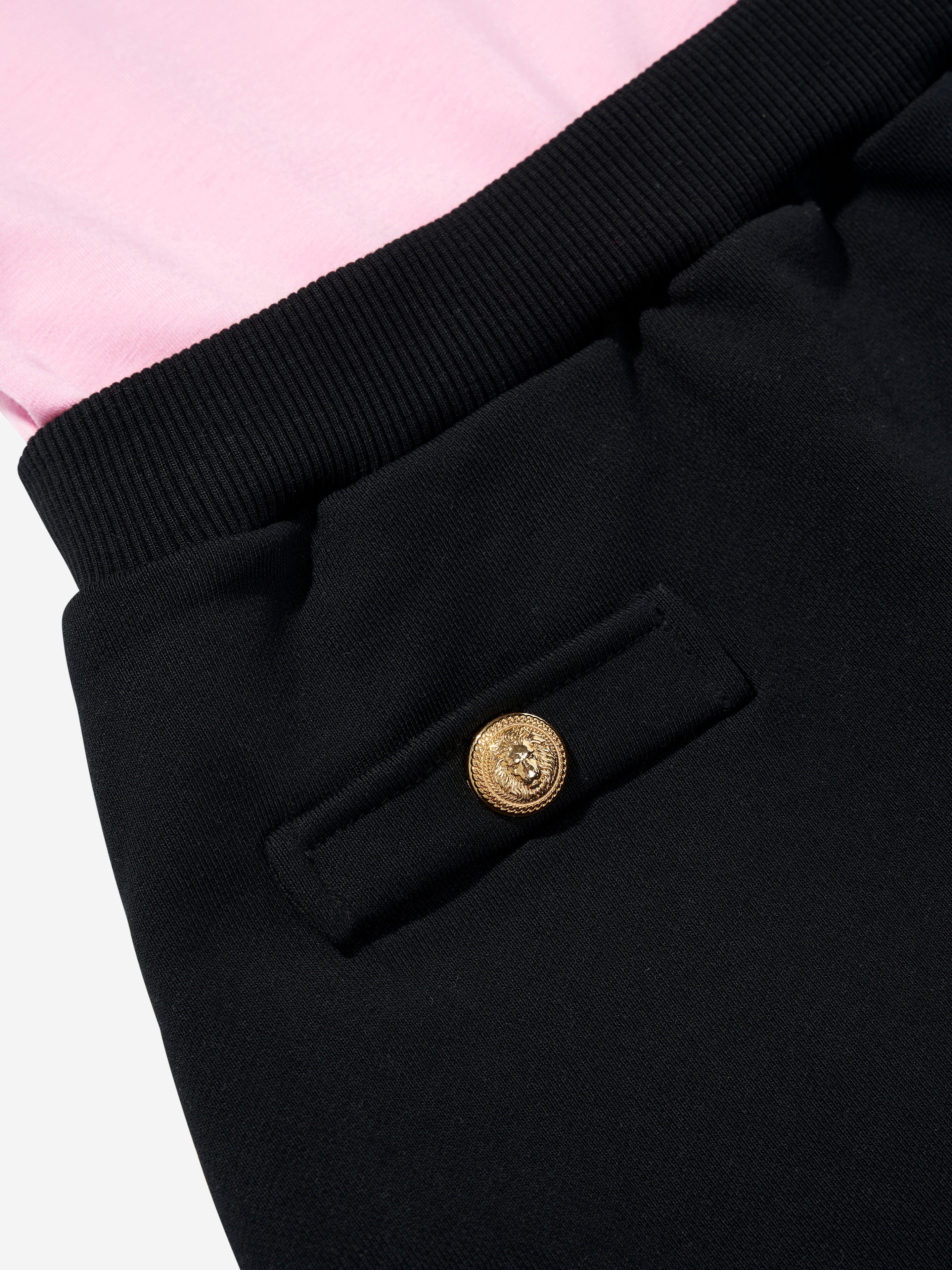 Balmain Girls Monogram Logo Jersey Dress in Pink